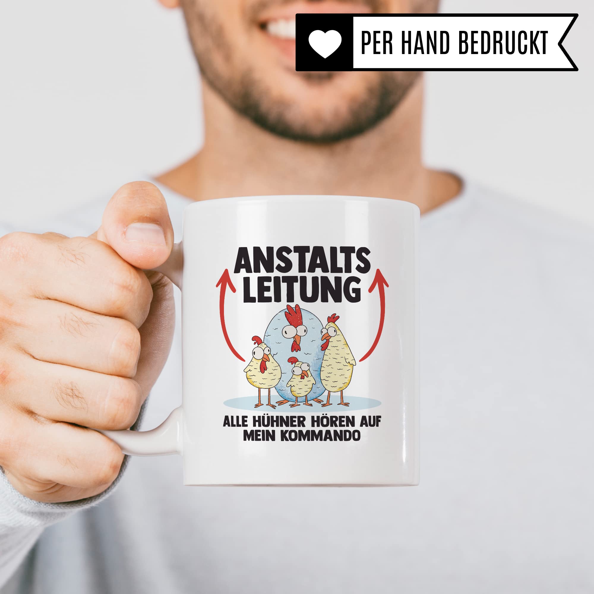 Hühner Tasse Huhn Kaffeetasse Anstaltsleitung Kaffee-Becher Hühnerhalter Geschenk Hühnerbesitzer Geschenkidee Lustig Humor Spruch