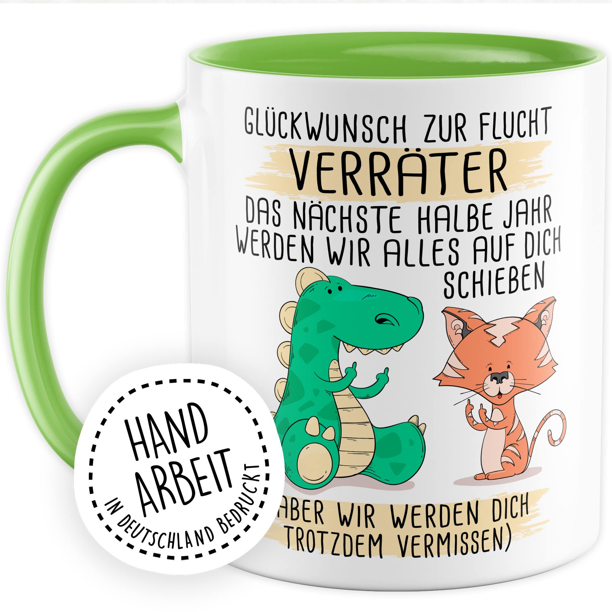 Abschied Tasse Abschiedsgeschenk Kaffeetasse Glückwunsch zur Flucht Spruch lustiger Kaffee-Becher Jobwechsel Kollege Kollegin Kündigung Ruhestand Geschenkidee Rente Geschenk Büro Arbeit