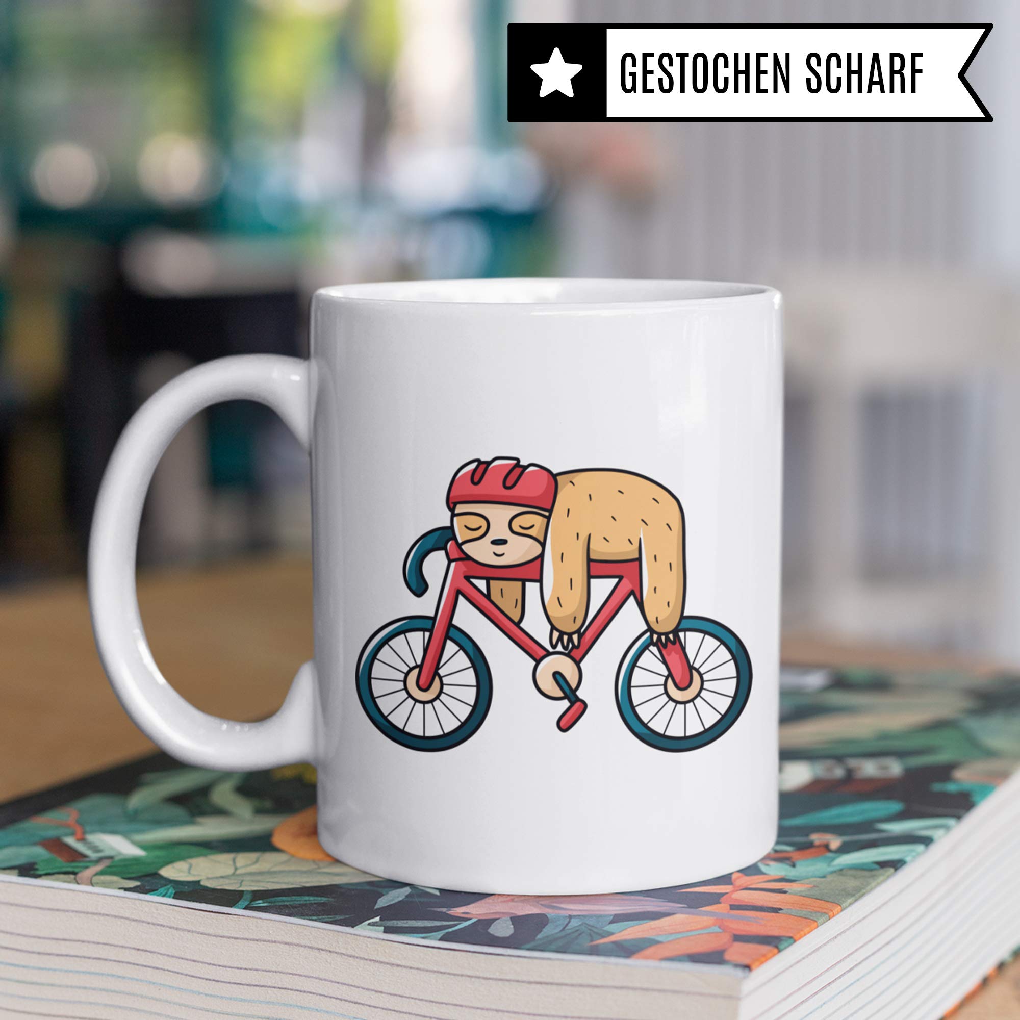 Pagma Druck Fahrrad Tasse Faultier, Geschenk Fahrradfahrer, Fahrräder Becher mit Fahrradmotiv, Rennrad Mountainbike Fahrrad Geschenkideen Radsport Radfahren Radfahrer Kaffeetasse lustig