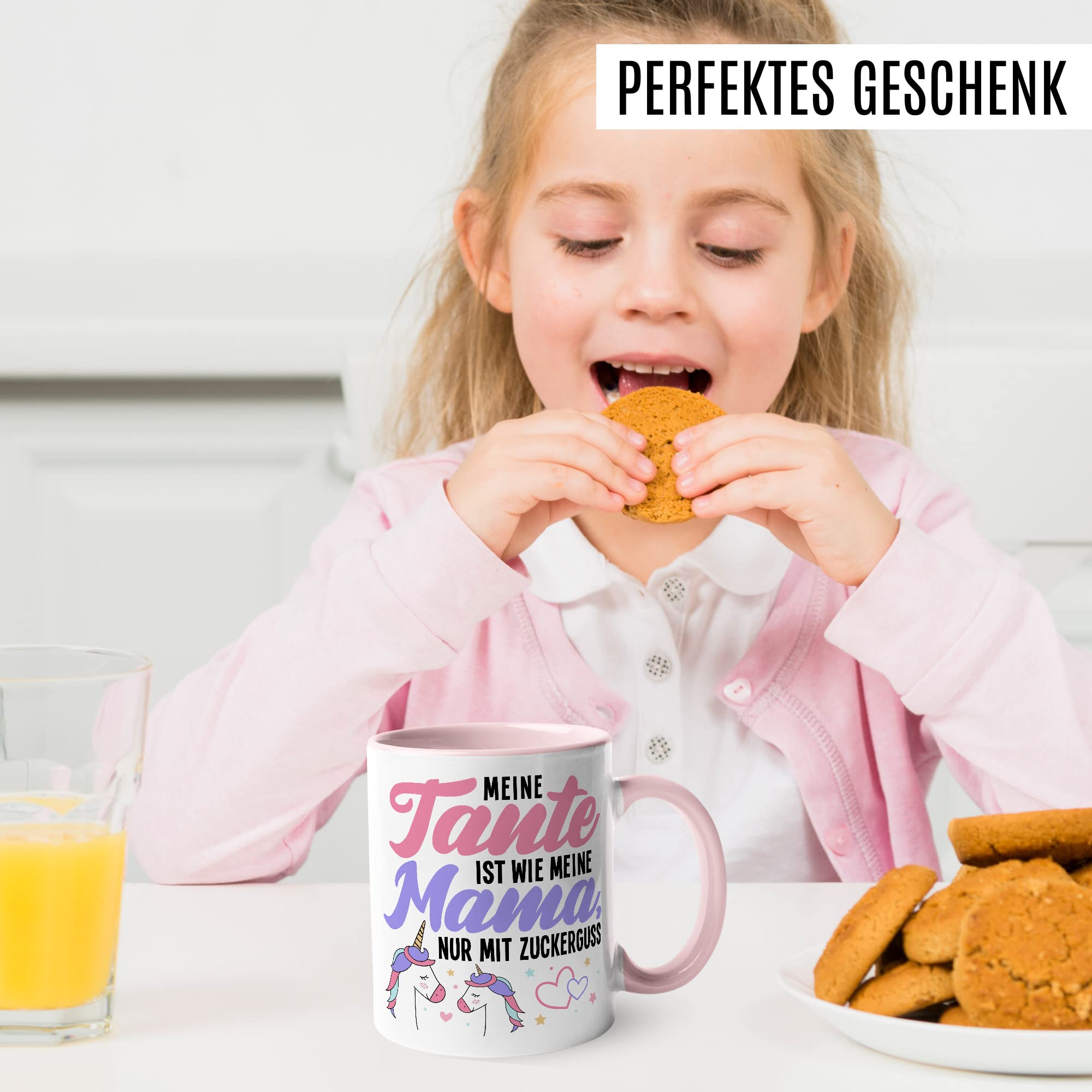 Tante Tasse lustig Geschenkidee Tante Nichte Kaffeetasse Geschenk Neffe mit Witz Lieblingstante Einhorn Kaffee-Becher für Patentante Patin Teetasse Humor Mama mit Zuckerguss