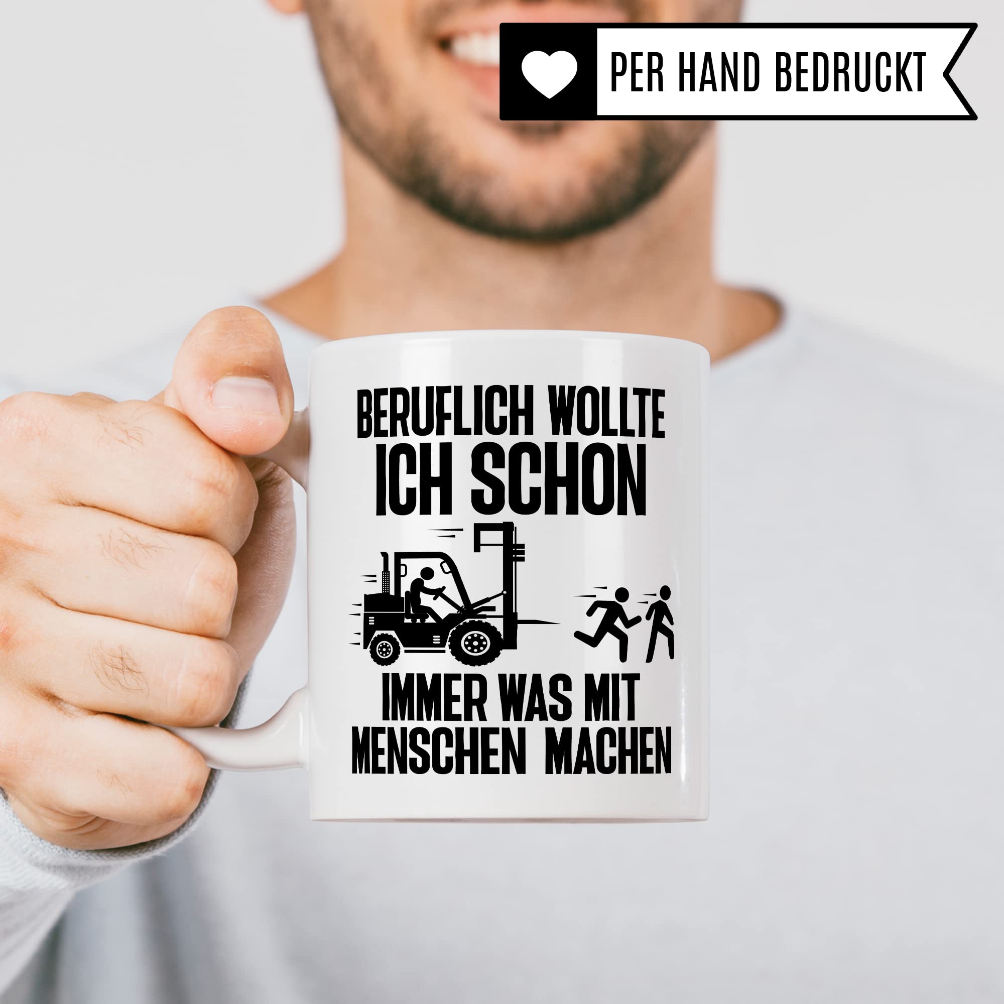 Lagerist Tasse mit Spruch lustig Staplerfahrer Geschenk Gabelstapler-Fahrer Kaffee-Becher böser Humor Kaffeebecher Lagerarbeiter Lagerlogistiker Geschenkidee