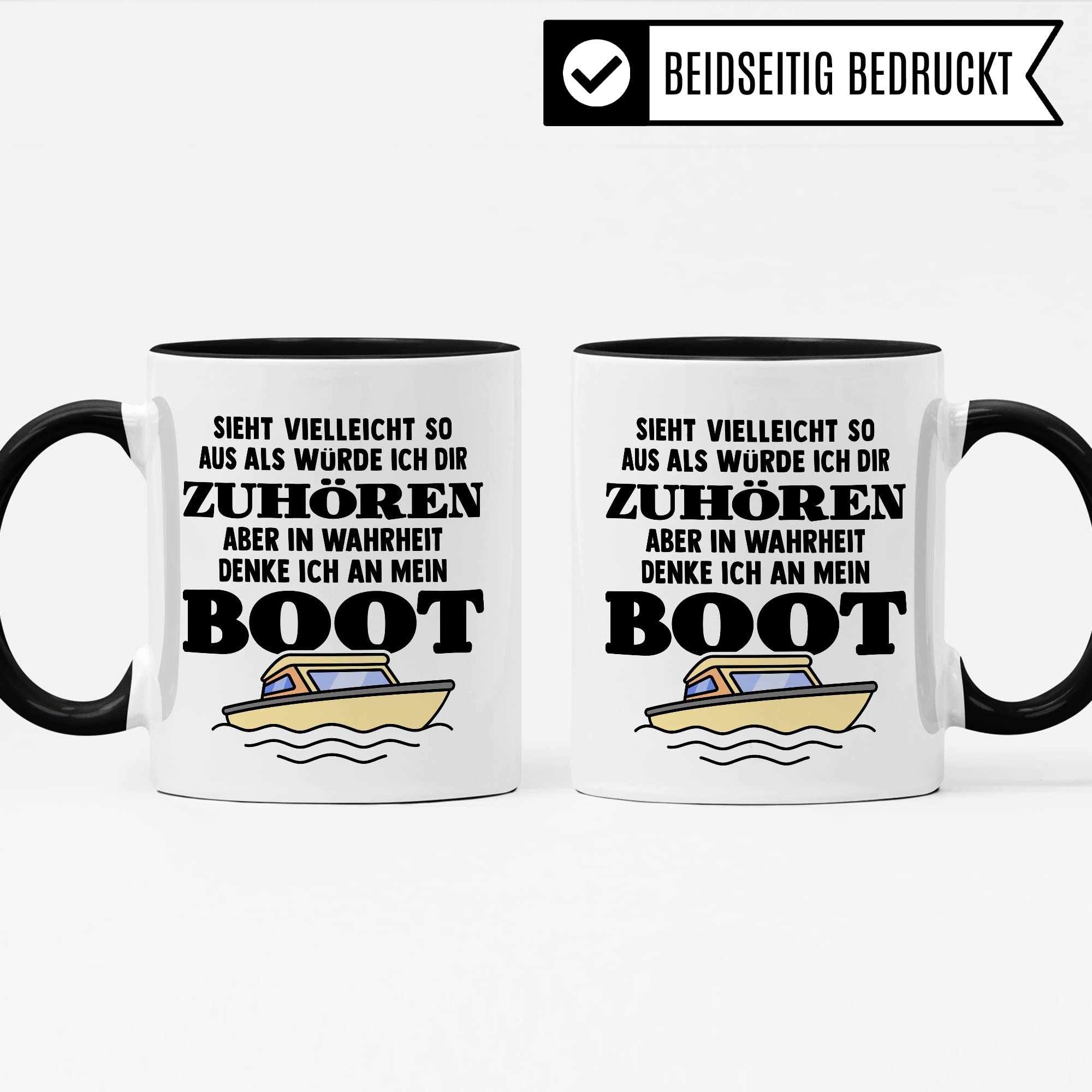 Tasse Boot, Sieht vielleicht so aus als würde ich dir zuhören aber in Wahrheit denke ich an mein Boot Kaffee-Becher Kapitän Geschenkidee Bootsliebhaber Kaffeetasse Geschenk Bootbesitzer