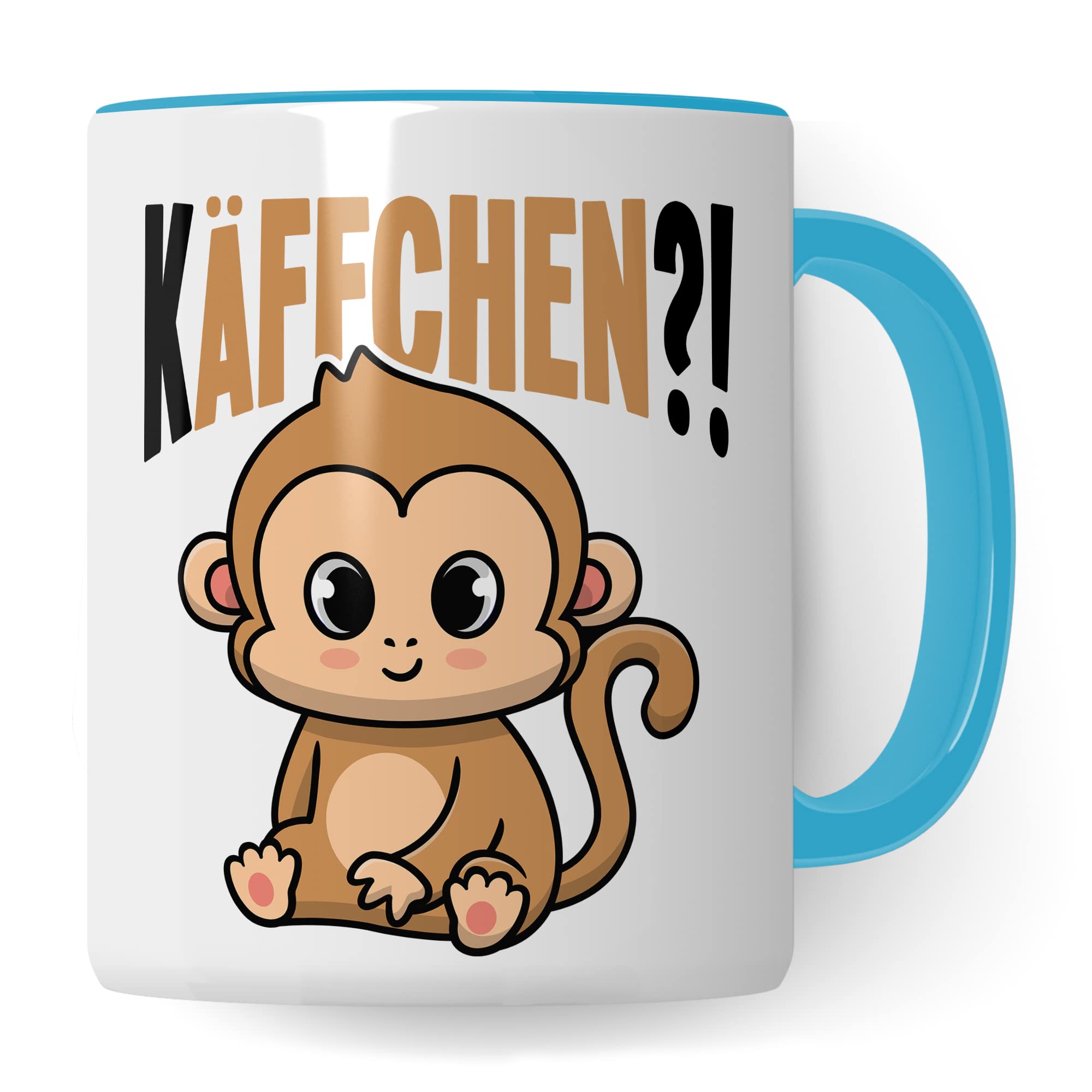 Käffchen Tasse Geschenk Kaffeetasse mit Spruch lustig Kaffee-Becher mit Affen-Motiv Teetasse Geschenkidee Kaffee-Liebhaber Kaffeetrinker und Kaffee-Fans Kaffee-Verehrer