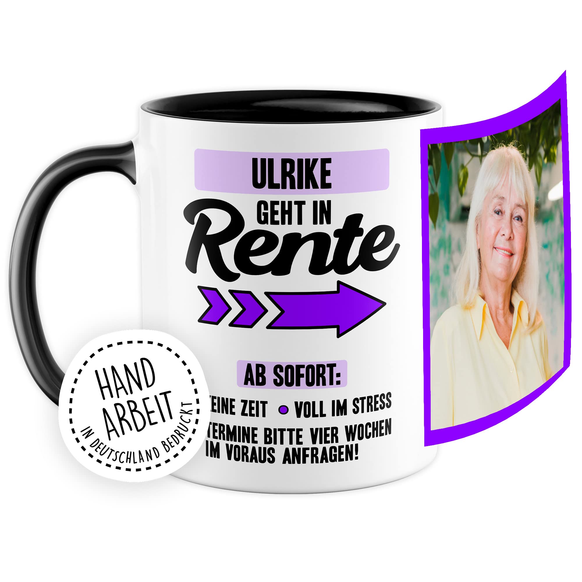 Rente Tasse personalisiert Ruhestand Kaffeetasse Rentner Geschenk anpassbar Kollege Geschenkidee Abschied Pensionierung eigener Name lustiger Spruch Custom Kaffee-Becher eigenes Bild