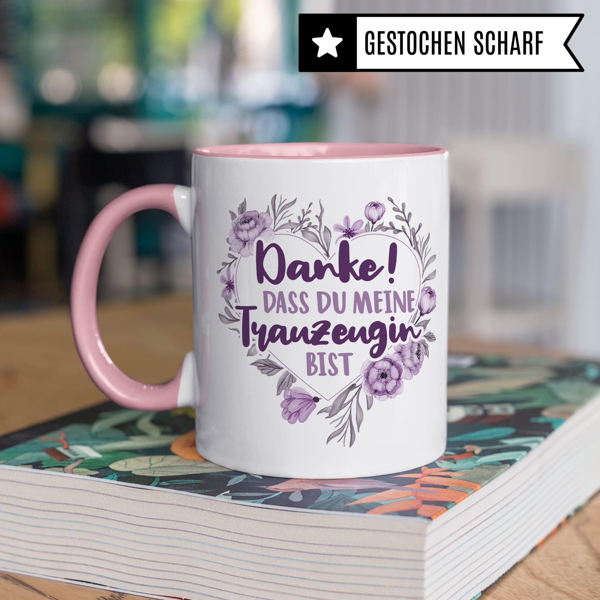 Trauzeugin Tasse DANKE! Dass du meine Trauzeugin bist Spruch Geschenk Trauzeugin süßes Motiv schöne Geschenkidee Kaffeetasse Teebecher Hochzeit Dankesgeschenk