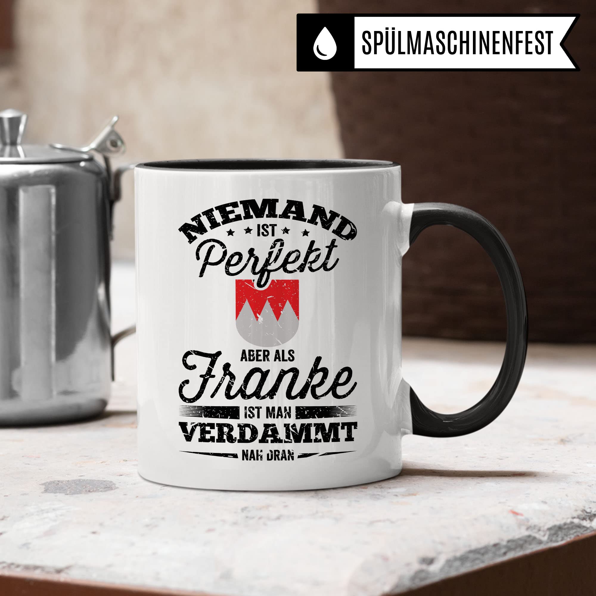 Franken Tasse Geschenkidee Kaffeetasse Humor Witz Geschenk für Oberfranke Unterfranke Mittelfranke Franke Kaffeebecher Bayern Becher