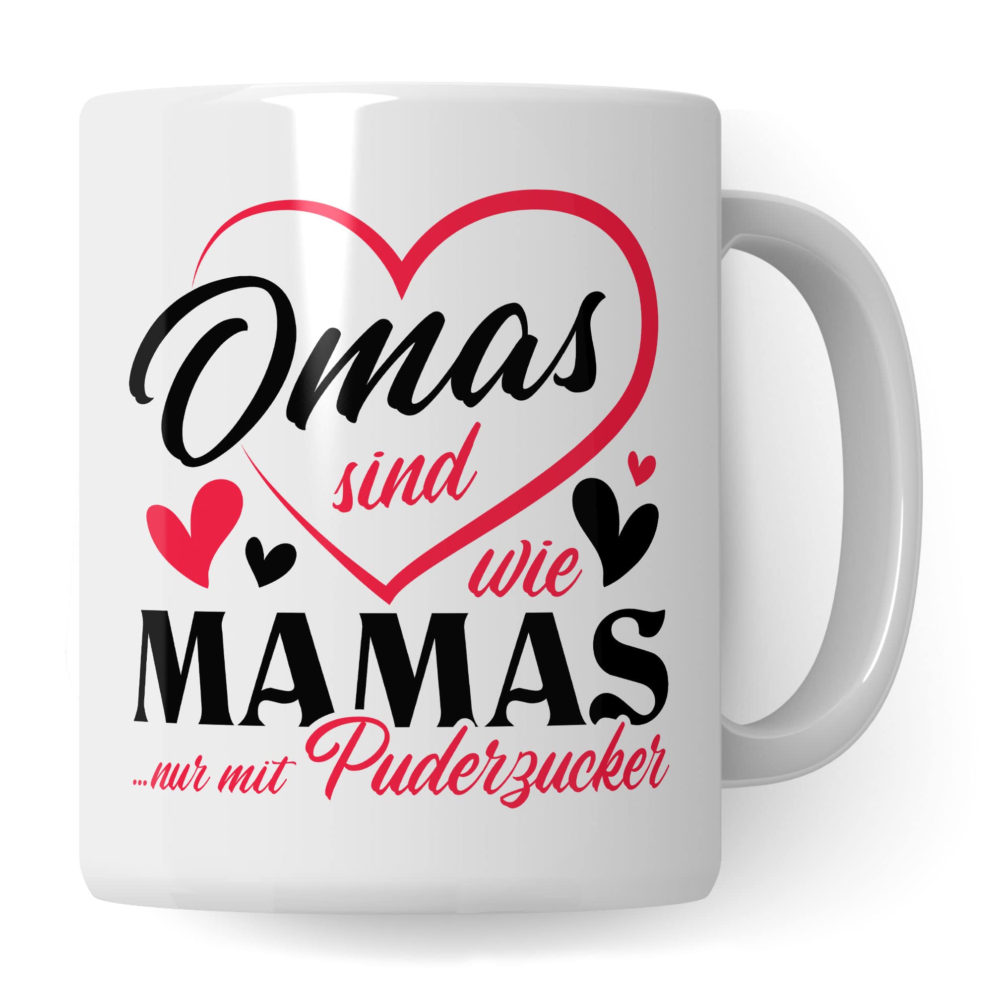 Tasse Oma Spruch Puderzucker | Oma Geschenke zum Geburtstag Weihnachten Muttertag | Kaffeetasse Großmutter Geschenke für Oma von Enkelkind | Grossmutter Enkel Kaffee-Becher