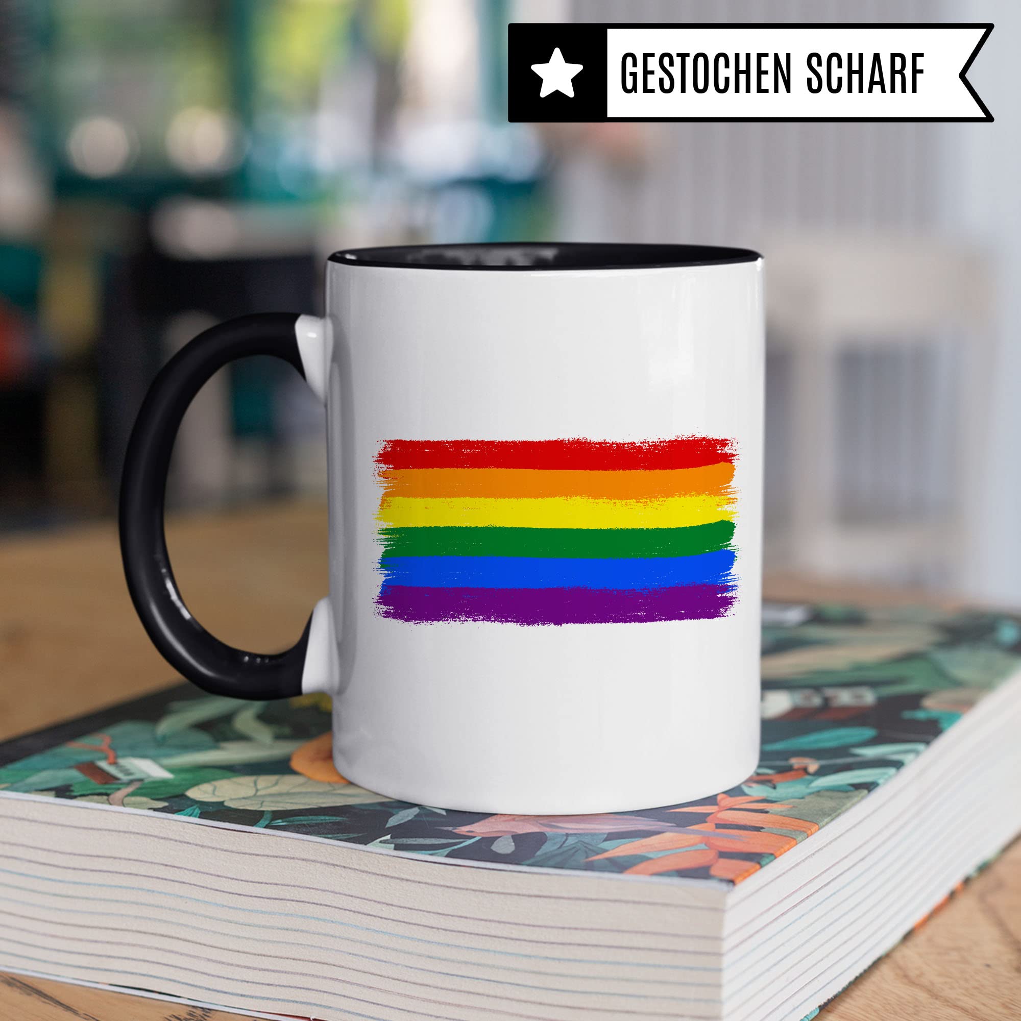 Regenbogen Flagge Tasse Geschenkidee LGBT Kaffeetasse Geschenk für LGBTQ+ Kaffeebecher Equality Becher