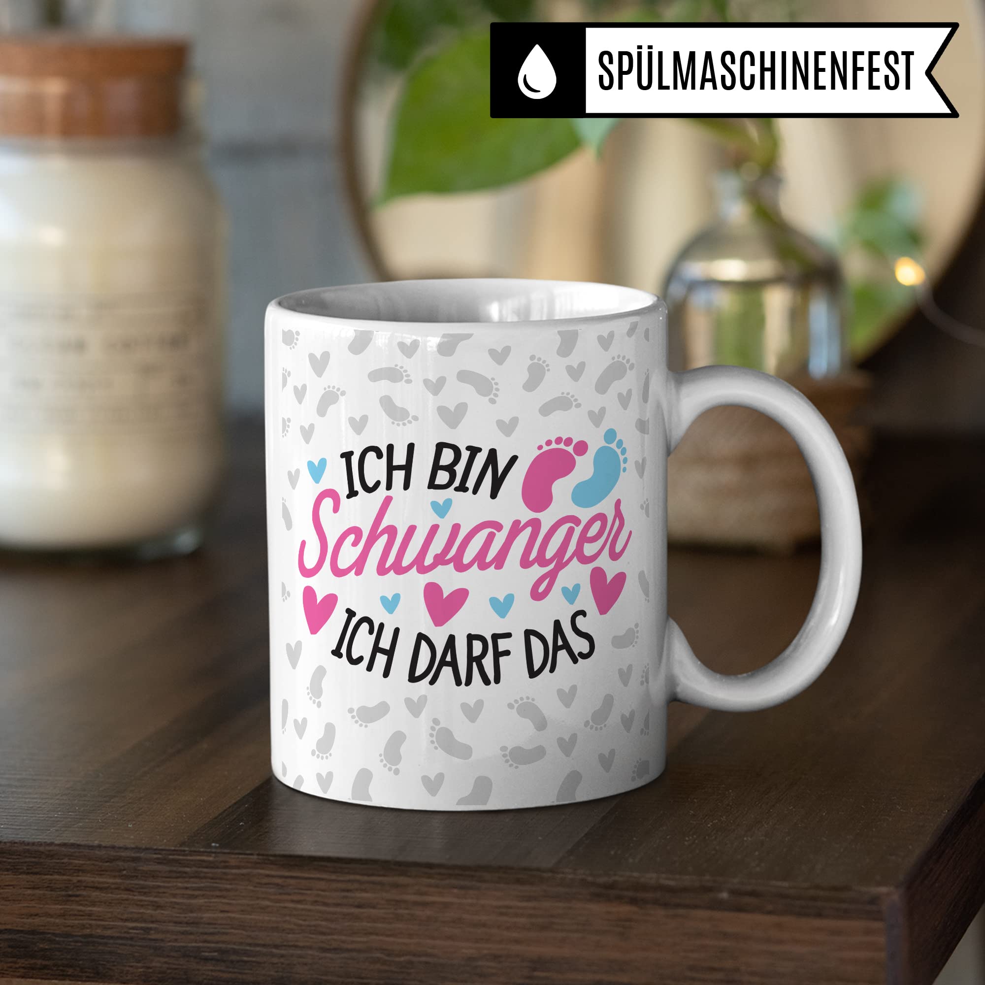 Schwangerschaft Tasse - Ich bin Schwanger Ich darf das - Geschenk für Schwangere schöner Spruch Geschenkidee werdende Mutter Kaffee-Becher