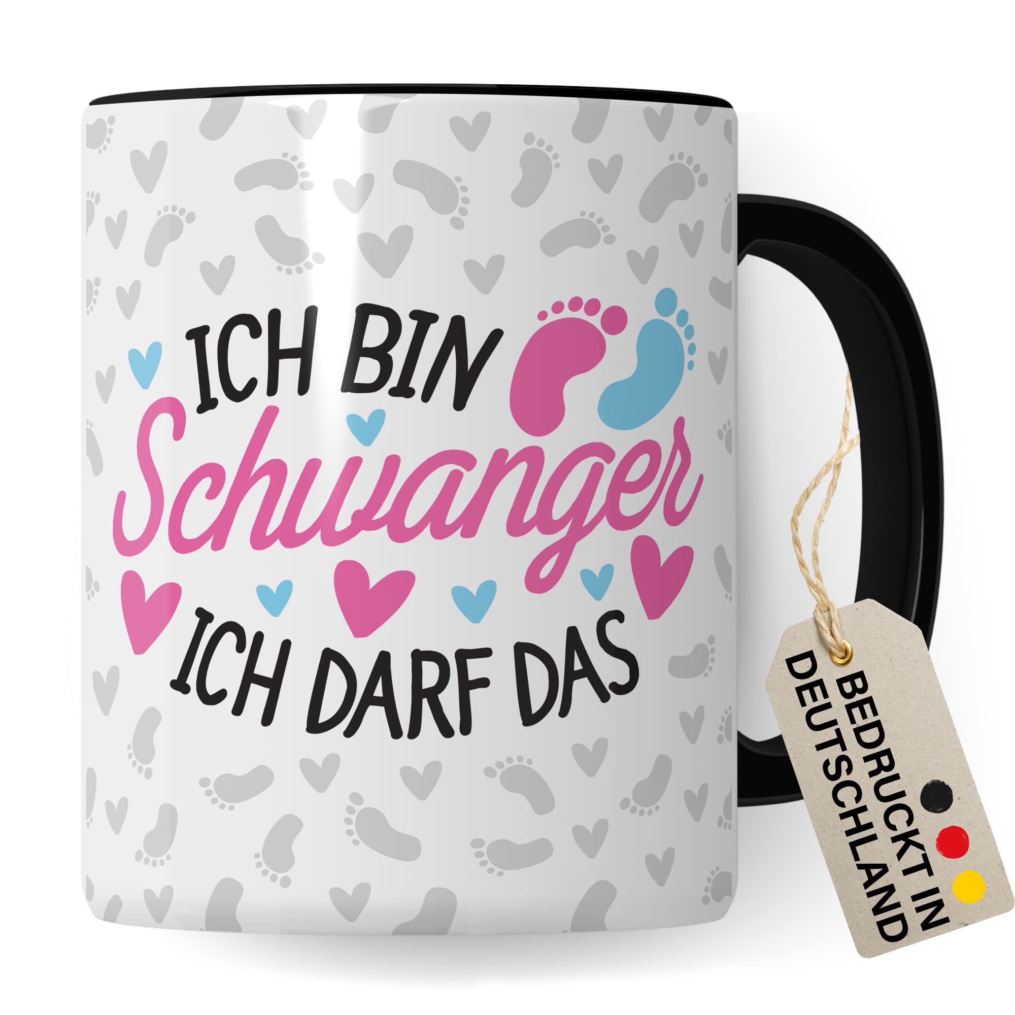 Schwangerschaft Tasse - Ich bin Schwanger Ich darf das - Geschenk für Schwangere schöner Spruch Geschenkidee werdende Mutter Kaffee-Becher