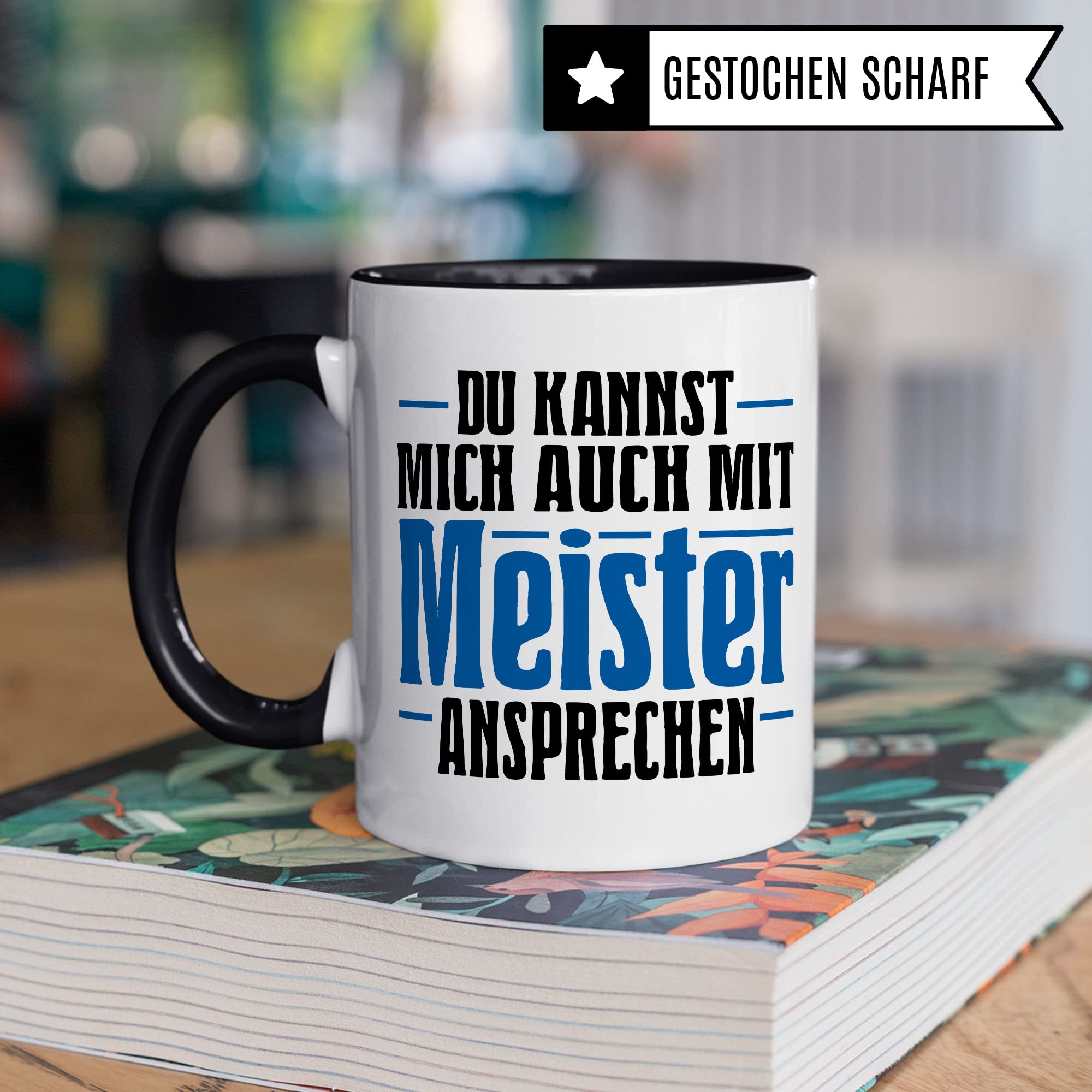 Meister Tasse Handwerksmeister Kfz Bestanden Meister-Prüfung Geschenk Kaffeetasse Humor Witz Geschenkidee für Meisterlehre Industriemeister Handwerker Kaffee-Becher