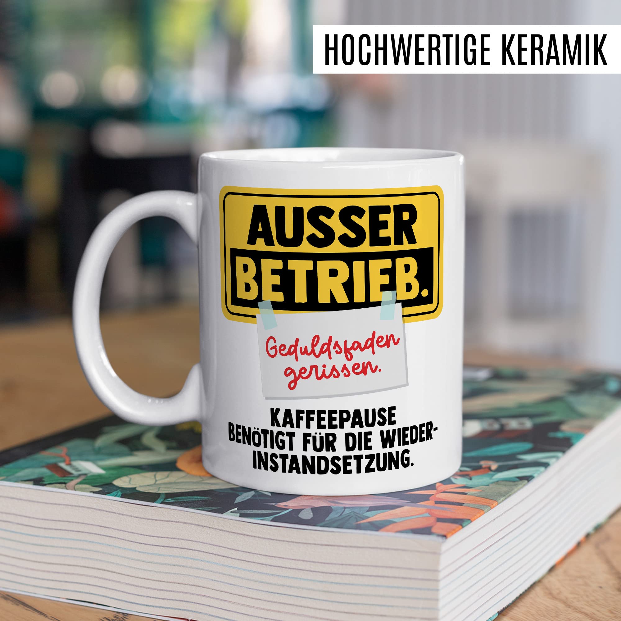 Büro Tasse Witz Geschenkidee Geduldsfaden Kaffeetasse Humor Geschenk für Kollegen Kaffeebecher Arbeits Becher