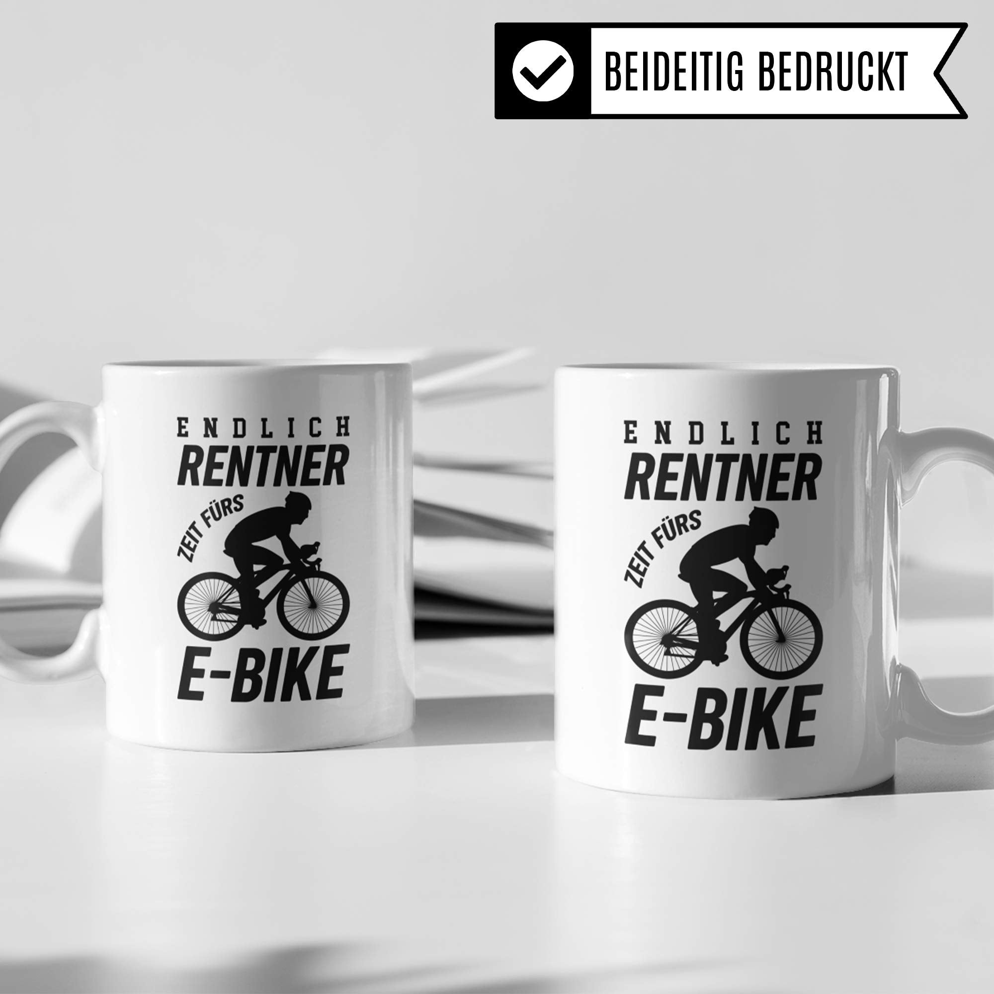 Pagma Druck Tasse E-Bike E Bike Geschenk Rentner Alter Mann Kaffeebecher Spruch Opa Ebike Elektrofahrrad Becher Geschenkidee