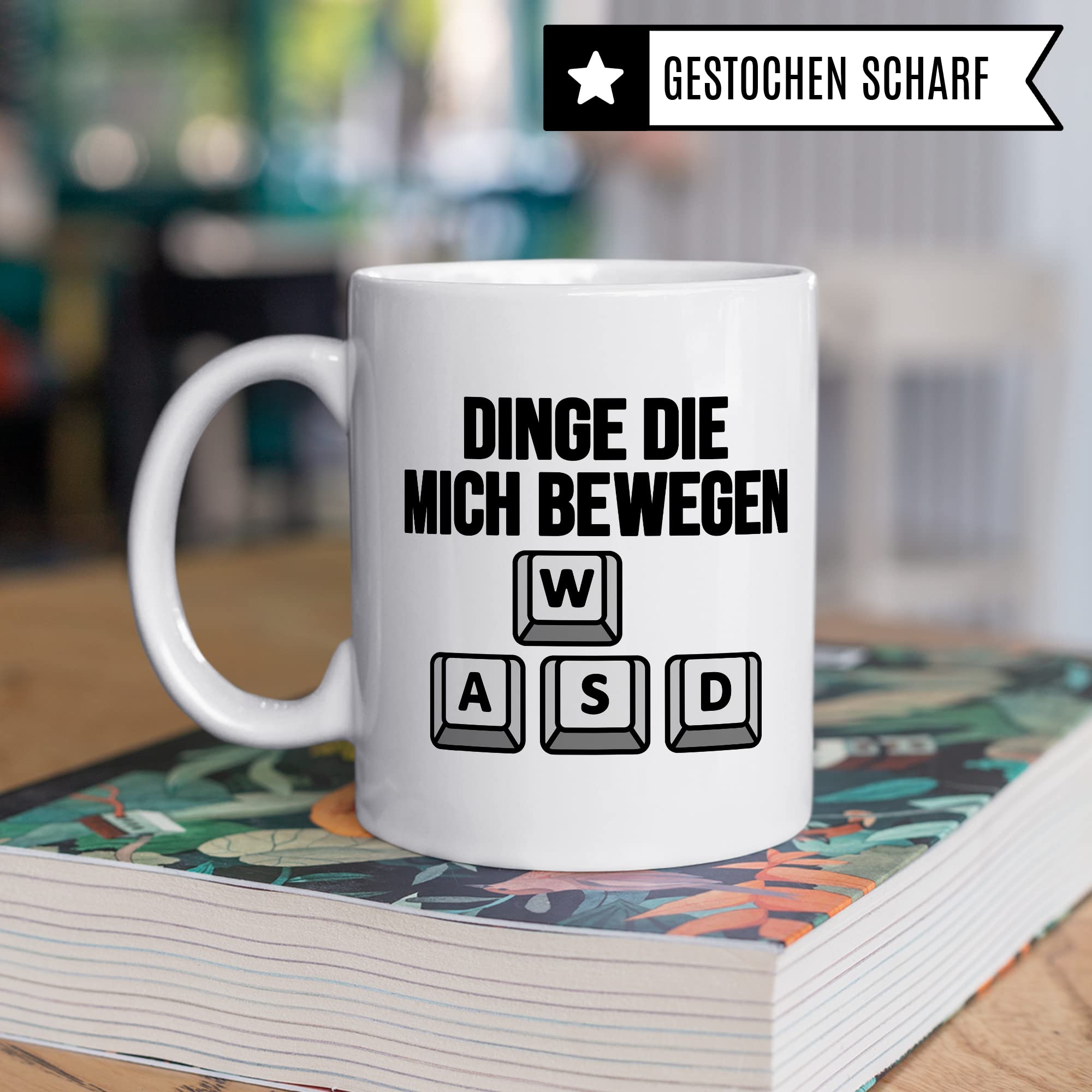 Gaming Tasse, Dinge die mich bewegen Kaffeetasse für Gamer Zocker Computerspieler Kaffee-Becher Geschenk Geschenkidee Nerd Teetasse mit Spruch lustig Gaming-Fans Computer-Spiele zocken