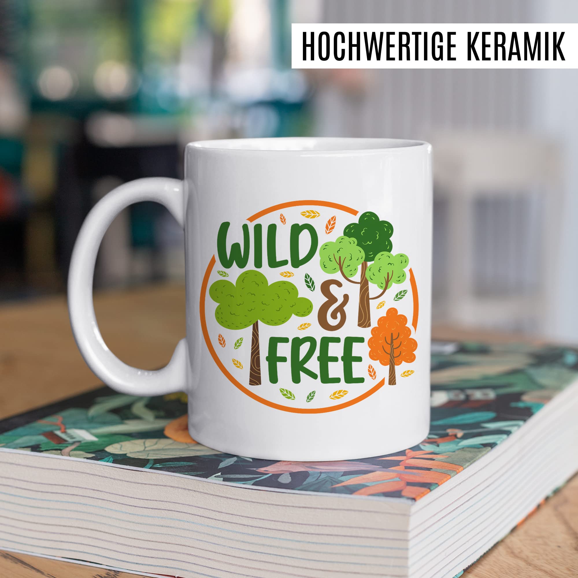 Wild & Free Becher Tasse Wohnmobil Wohnwagen Kaffeetasse Camping Geschenk Camper Kaffee-Becher Geschenkidee Outdoorfans Camperin Zelten Abenteuer Reisen Spruch Campingurlaub