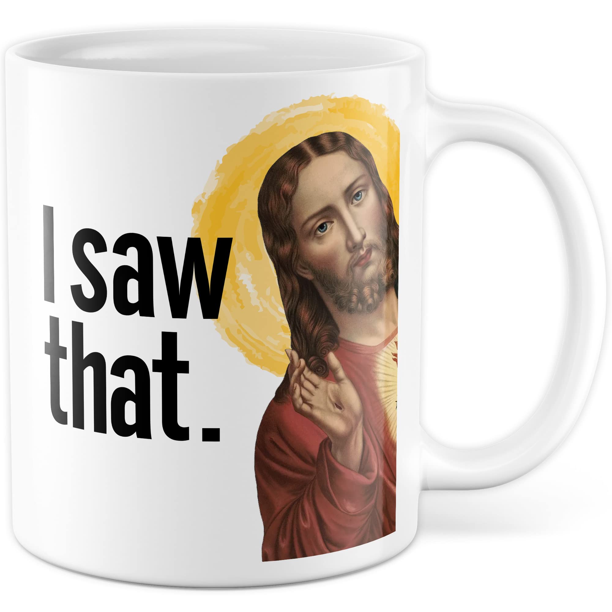 Jesus Tasse Meme Geschenkidee Humor Kaffeetasse mit lustigen Spruch Geschenk für Kollege Kaffeebecher Christus Peeking Becher