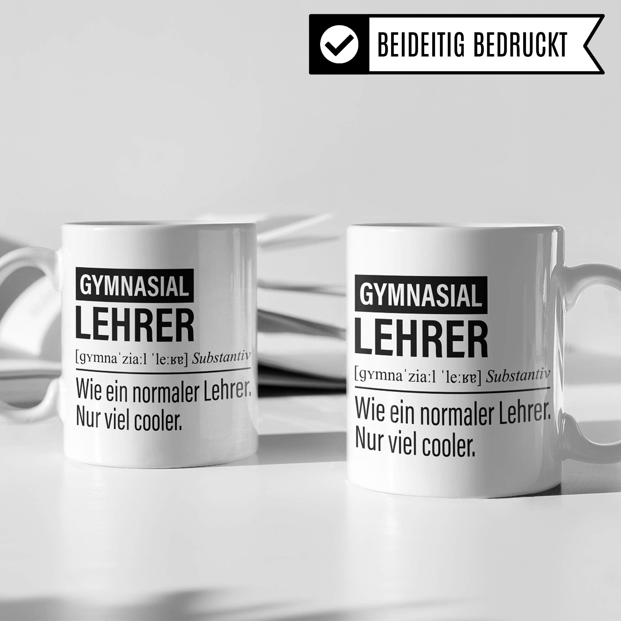 Gymnasiallehrer Tasse, Geschenk für Gymnasium Lehrer, Kaffeetasse Geschenkidee Lehrer lustig, Kaffeebecher Lehramt Schule Unterricht Witz