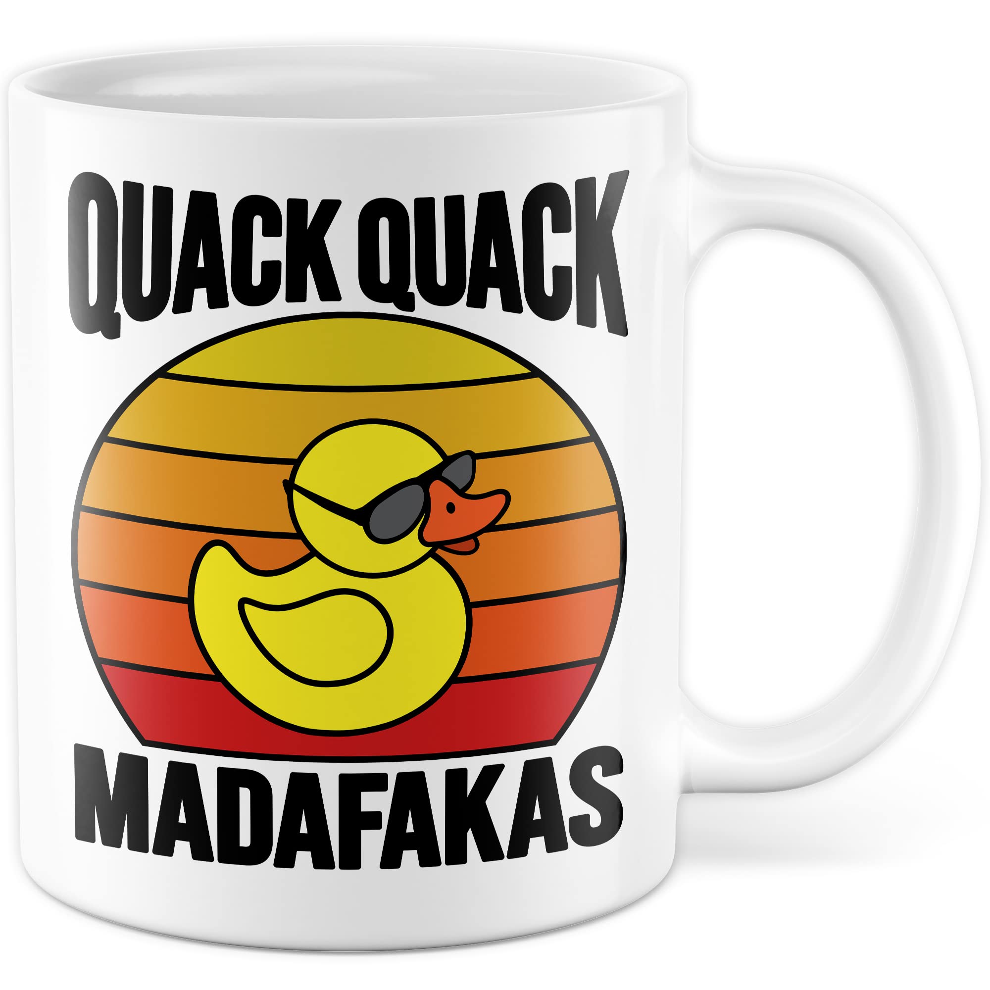 Lustige Tasse mit Spruch Kaffeetasse mit Spruch Kaffee-Becher Gummiente Humor Sarkasmus Teetasse Geschenk Kollegin Büro Geschenkidee Retro-Style Witz Quack Quack Madafakas