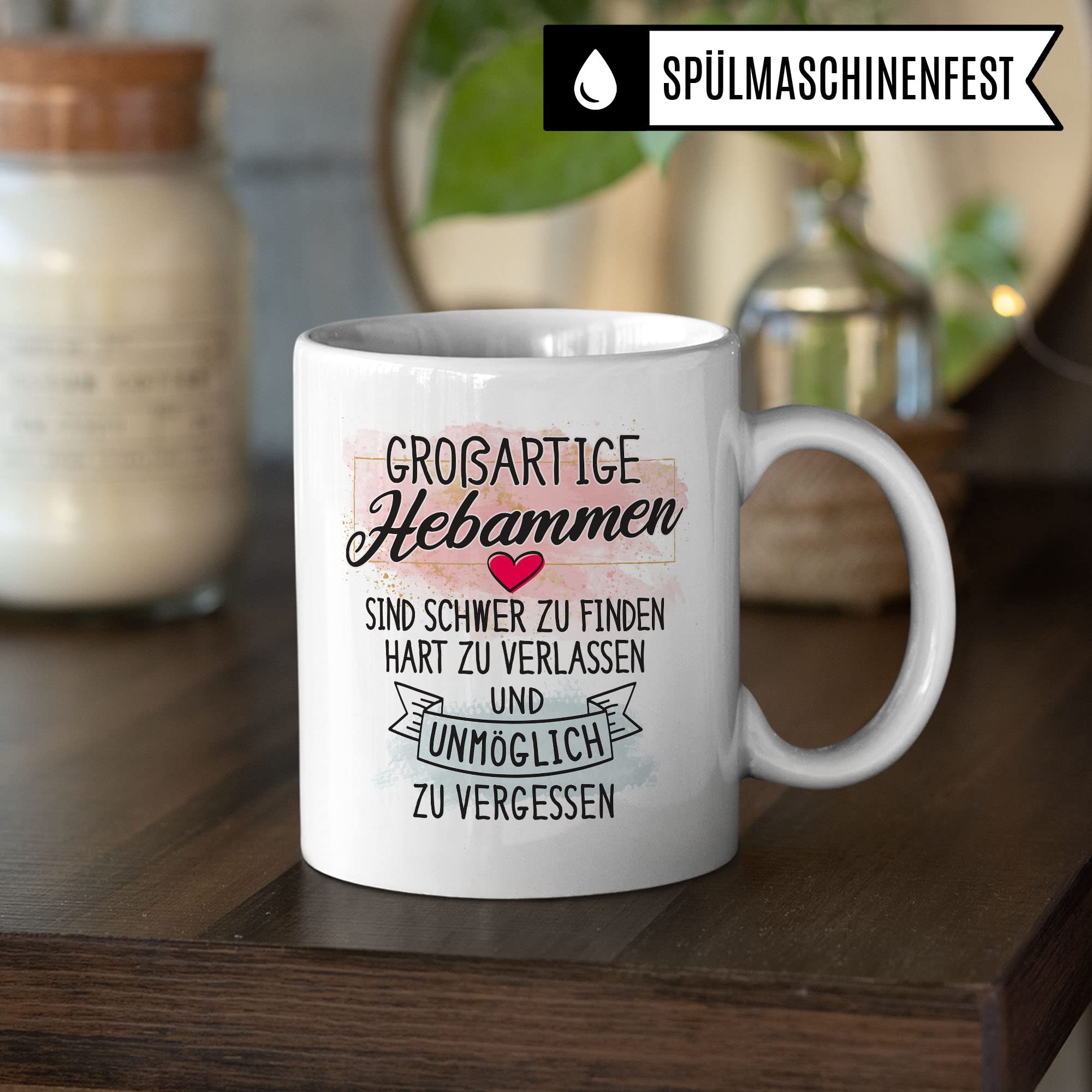 Dankes-Geschenk-Tasse Hebamme, Hebamme Geschenk Dankeschön Tasse schöner Sprüch schönes Motiv Kaffeetasse, Hebamme Beruf-Tasse