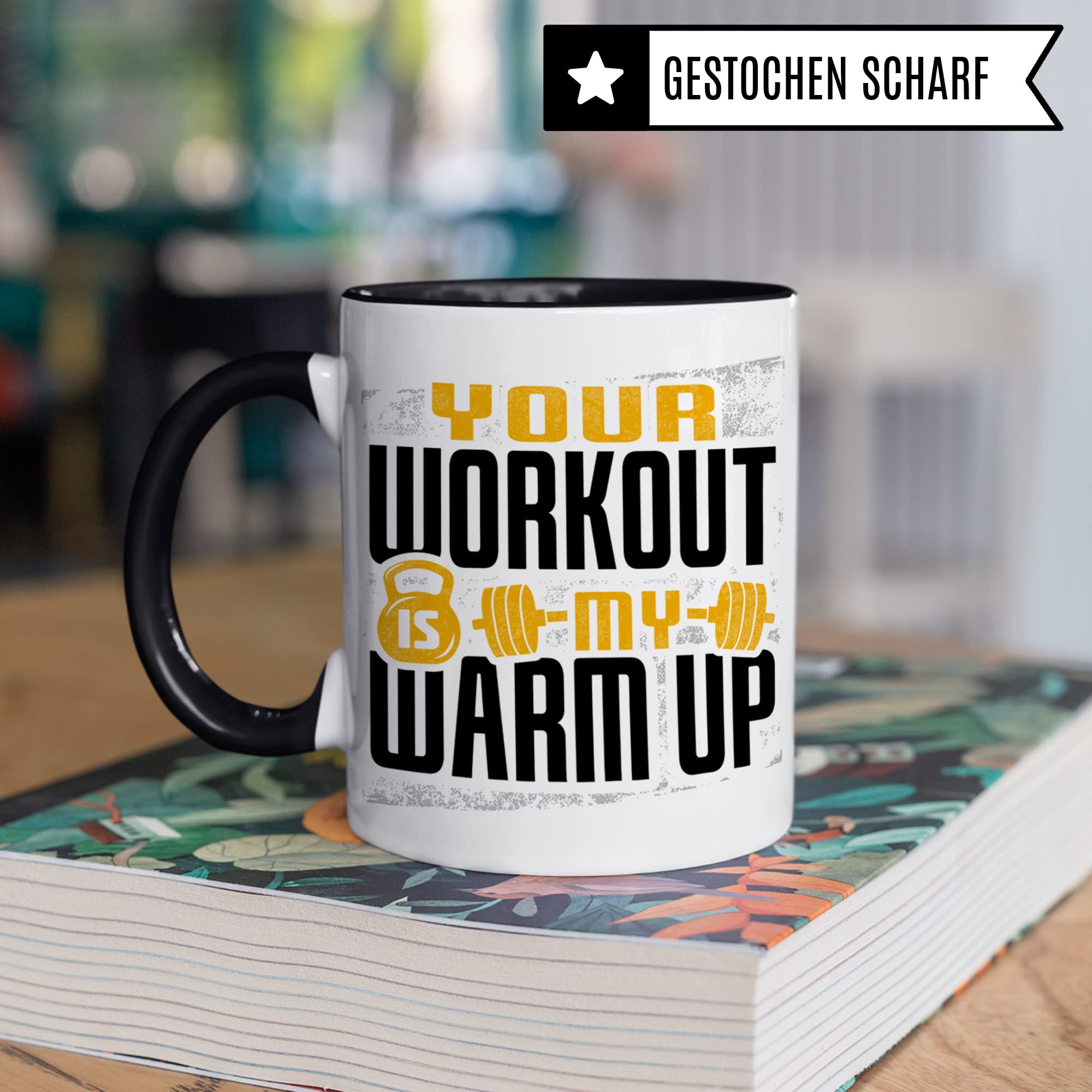 Workout Tasse, Gym Geschenk, Fitness Kaffeebecher, Kaffeetasse Humor Witz Geschenkidee für Trainer Krafttraining Bodybuilder Sport Becher