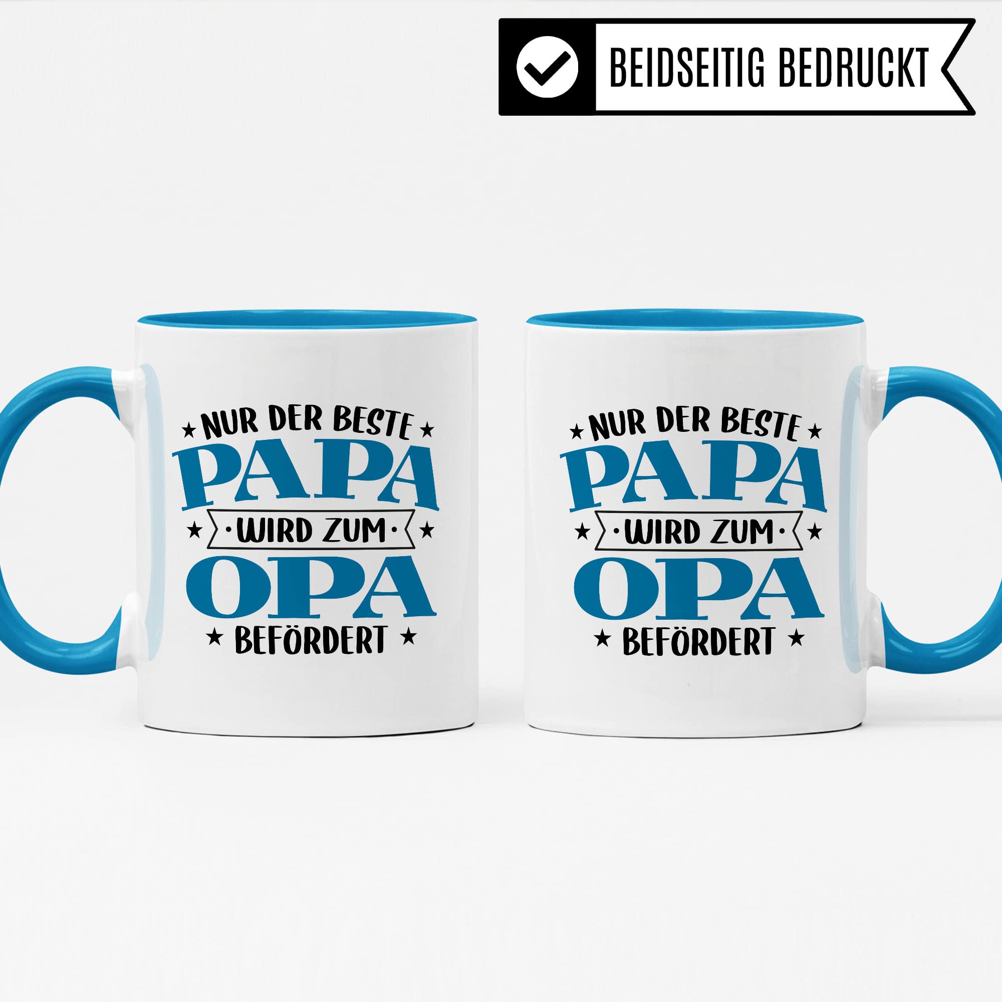 Tasse Opa, Nur der beste Papa wird zum Opa befördert Kaffeetasse mit Spruch lustig Kaffee-Becher Vater Geschenk Geschenkidee Großvater Geburt Teetasse