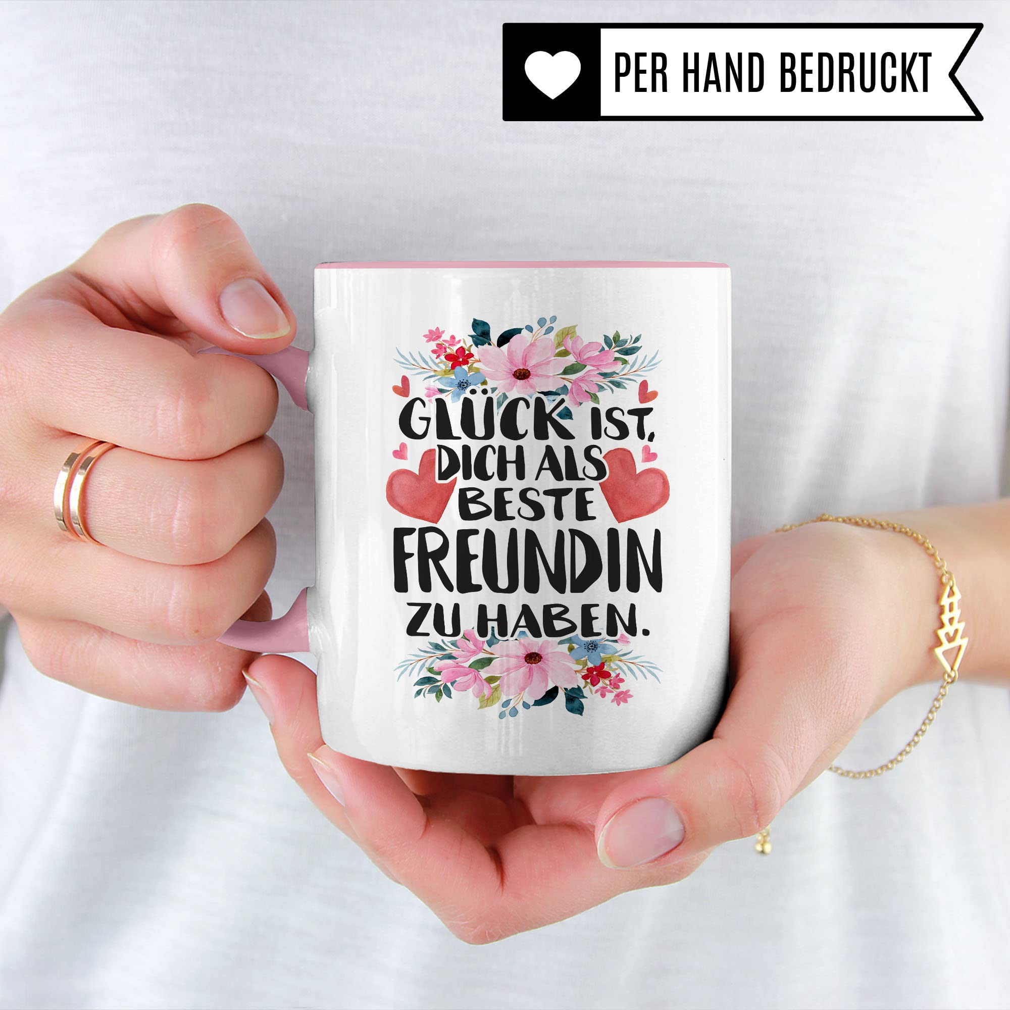 Beste Freundin Tasse Freundinen Kaffeetasse BFF Frauen Geschenkidee Geschenk Freunde für immer Freundschaft Glück ist, dich als beste Freundin zu haben Spruch