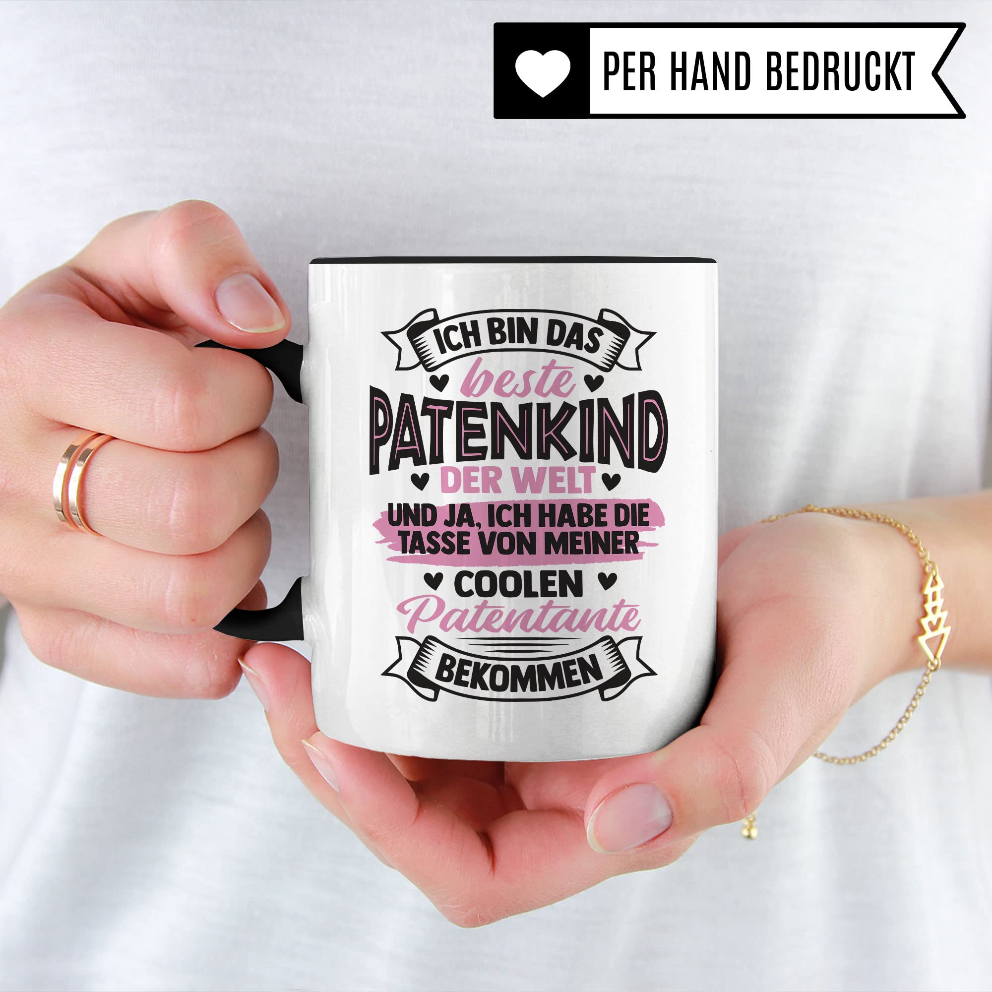 Tasse Patentante, Ich bin das beste Patenkind der Welt - und ja, Ich habe die Tasse von meiner coolen Patentante bekommen, Patenkind Geschenk lustiger Spruch Humor Witz Kaffeetasse Teetasse