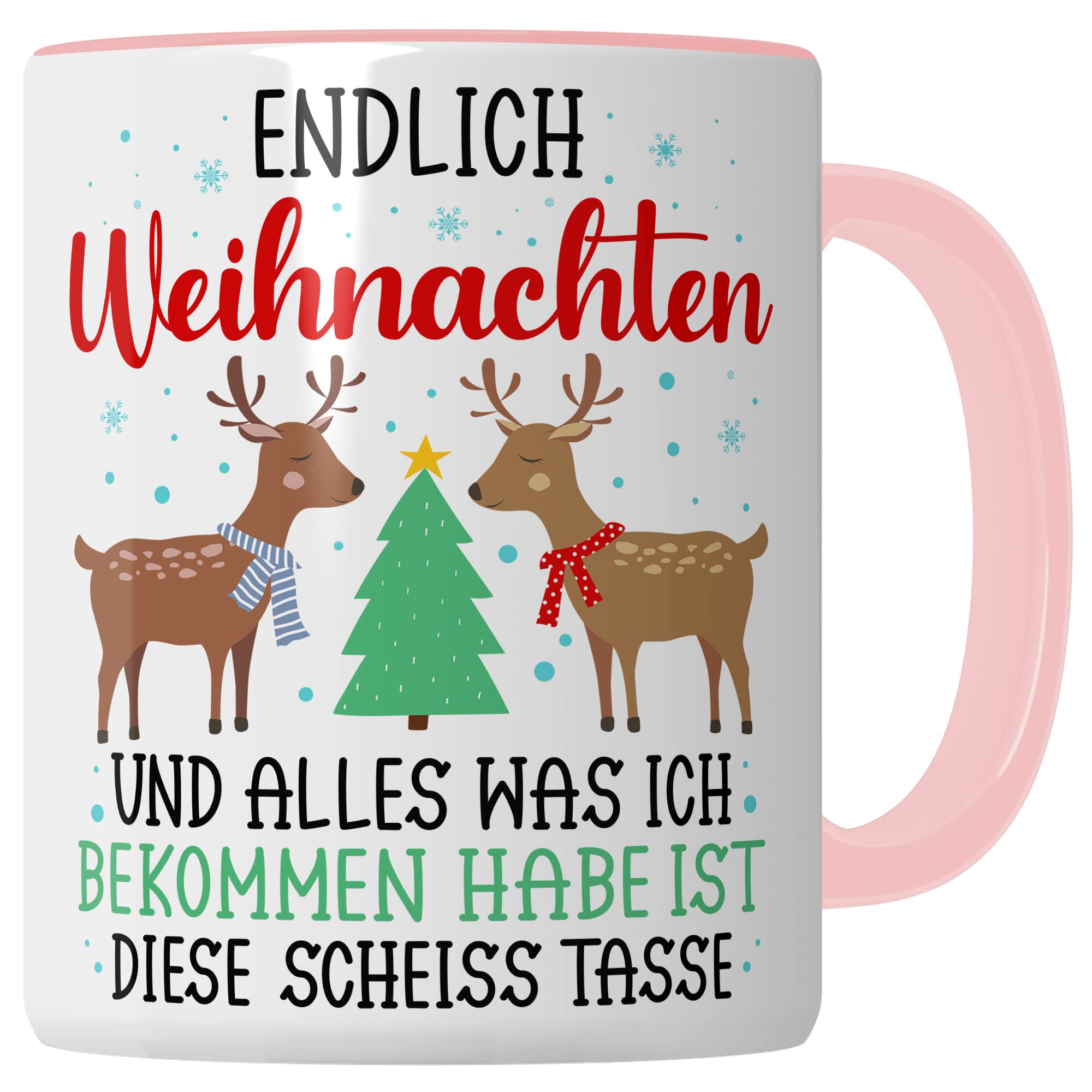 Weihnachten Tasse Geschenk Kaffeetasse Geschenkidee Humor Weihnachtstasse Sarkasmus Kaffee-Becher witziger Geschenkartikel Endlich Weihnachten alles was ich bekomm ist diese scheiß Tasse Spruch