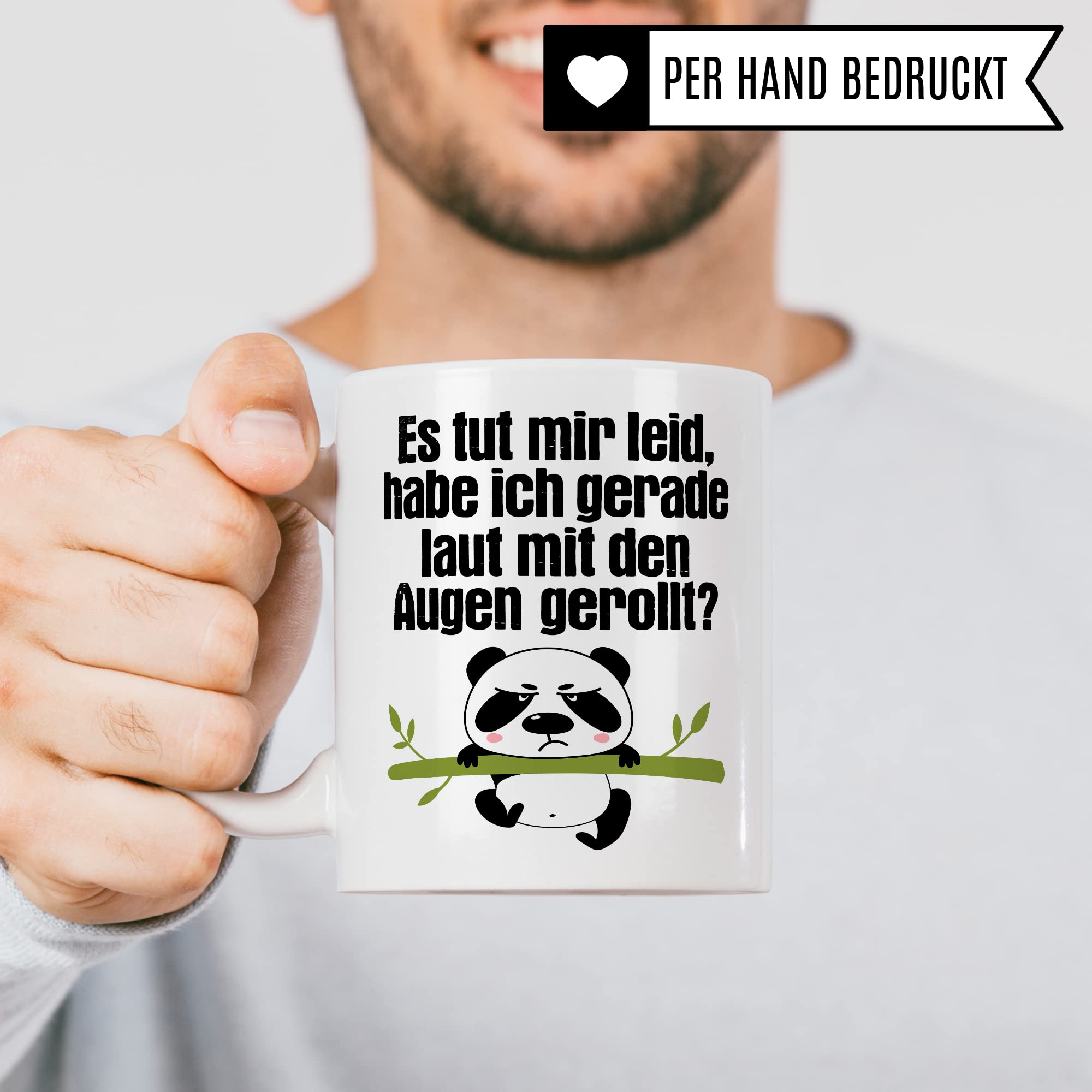 Tasse witzig Lustig Kaffeetasse Tasse fürs Büro Panda Tasse Augen rollen Spruch Kaffee-Becher Tassen Sprüche Witz Cool Kollegin Geschenk Geschenkidee
