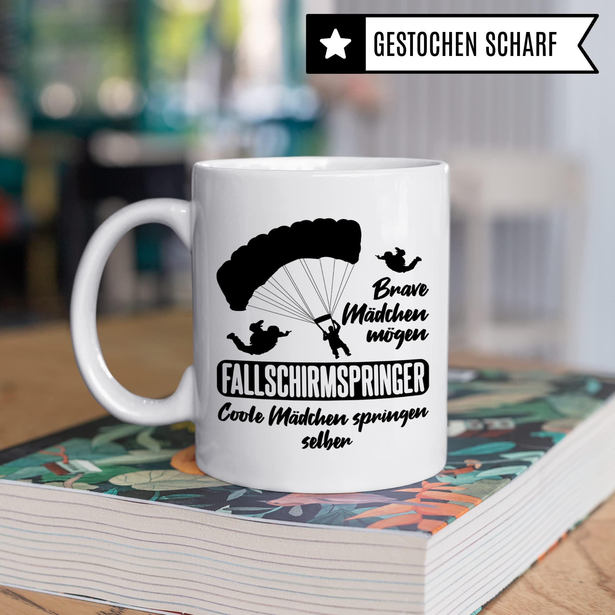 Fallschirmspringerin Tasse, Fallschirm Kaffeetasse Geschenk für Fallschirmjägerin Kaffeebecher für Frauen, Fallschirmspringer Geschenkidee