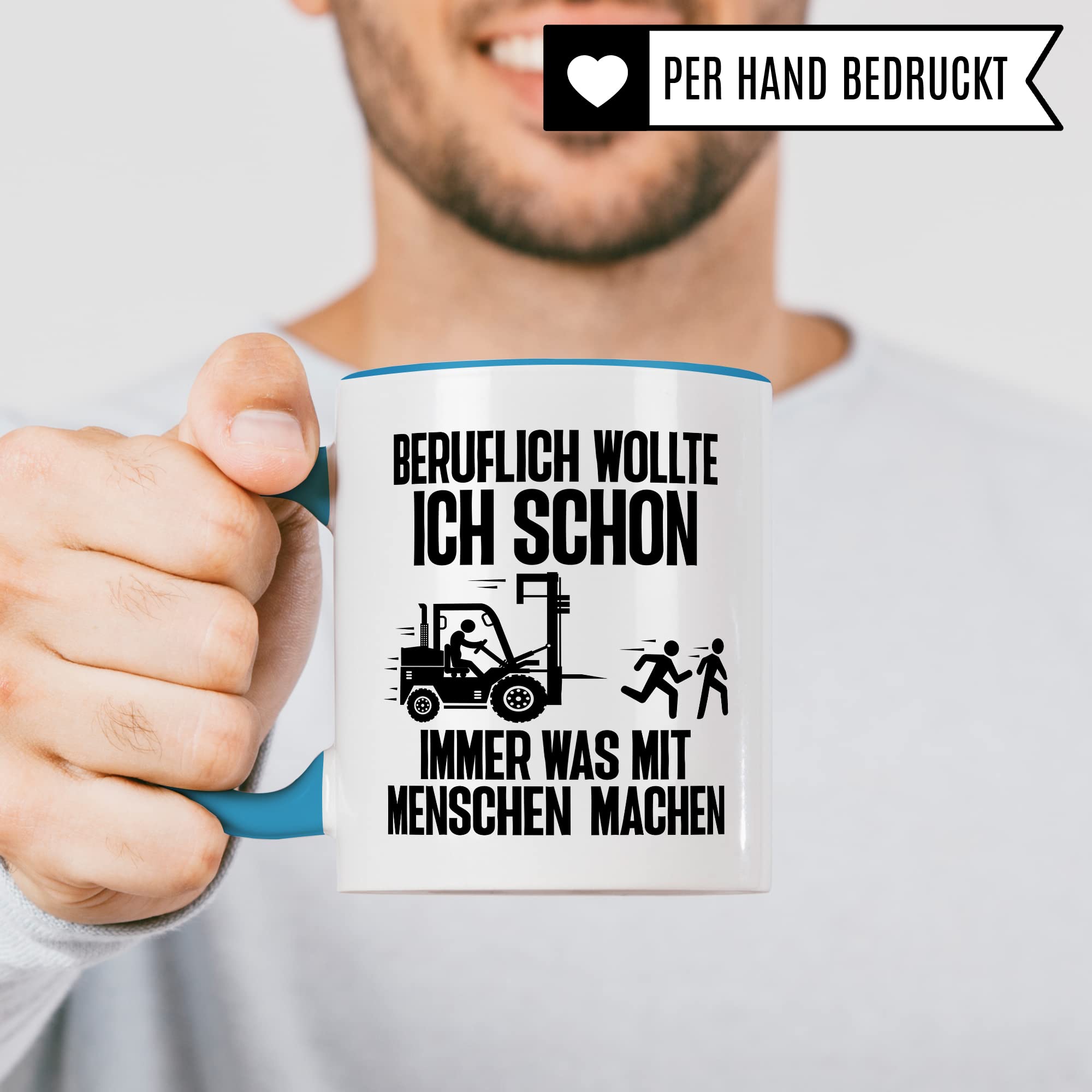 Lagerist Tasse mit Spruch lustig Staplerfahrer Geschenk Gabelstapler-Fahrer Kaffee-Becher böser Humor Kaffeebecher Lagerarbeiter Lagerlogistiker Geschenkidee