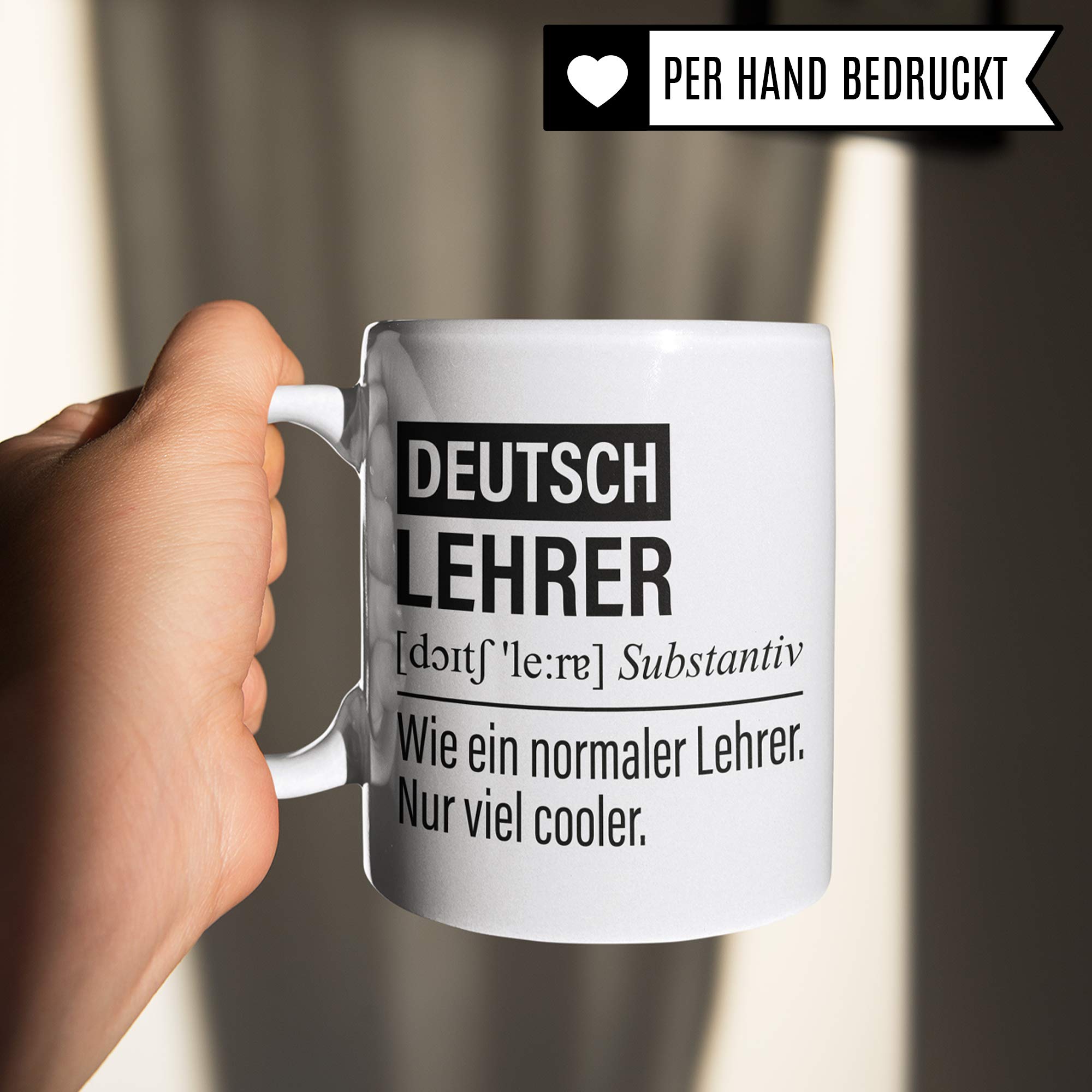 Deutsch Lehrer Tasse, Geschenk für Deutschlehrer, Kaffeetasse Geschenkidee Lehrer lustig, Kaffeebecher Lehramt Schule Deutsch Unterricht Witz