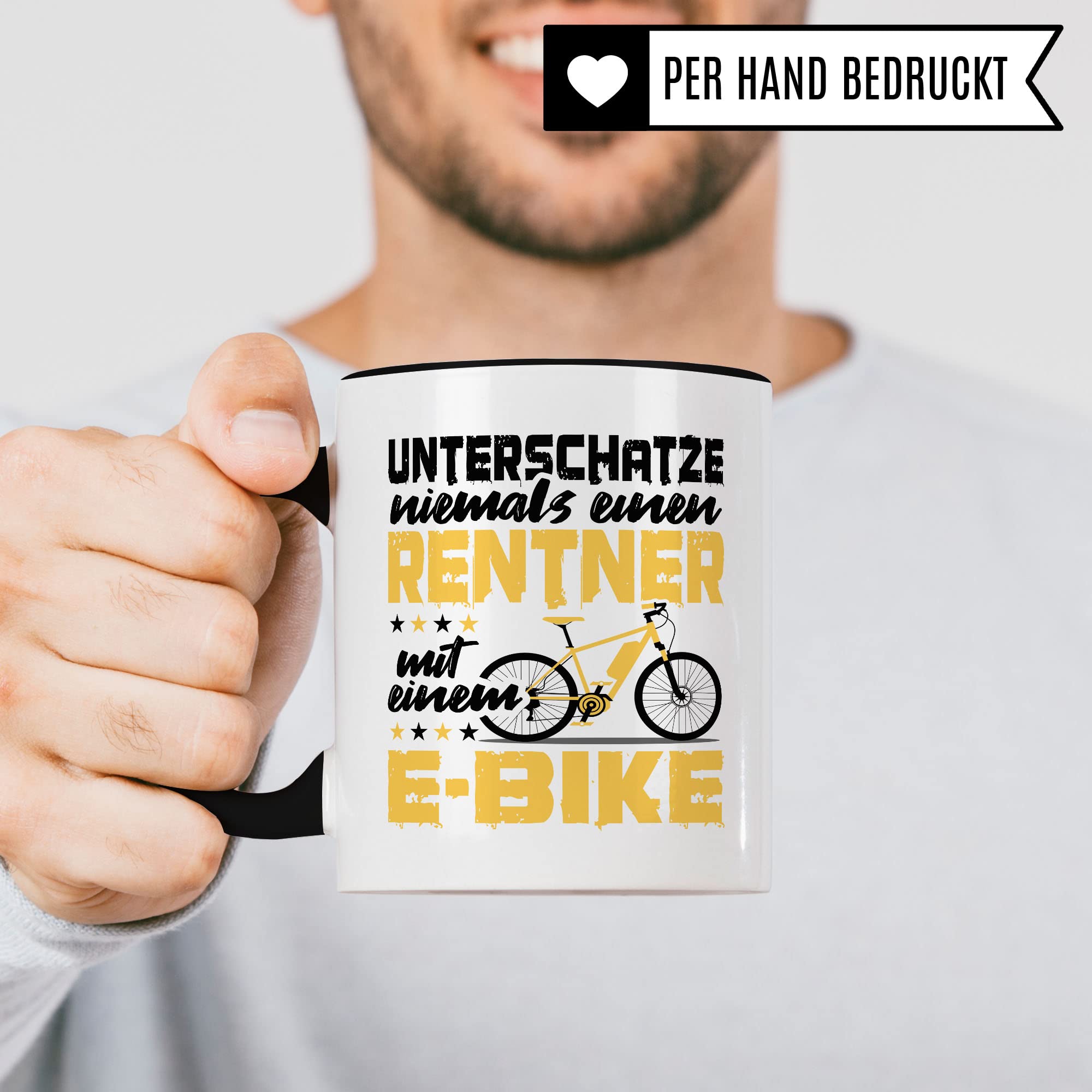 E-Bike Tasse Geschenkidee Fahrrad Kaffeetasse Humor Witz Geschenk für Renter Kaffeebecher Elektrofahrrad Becher