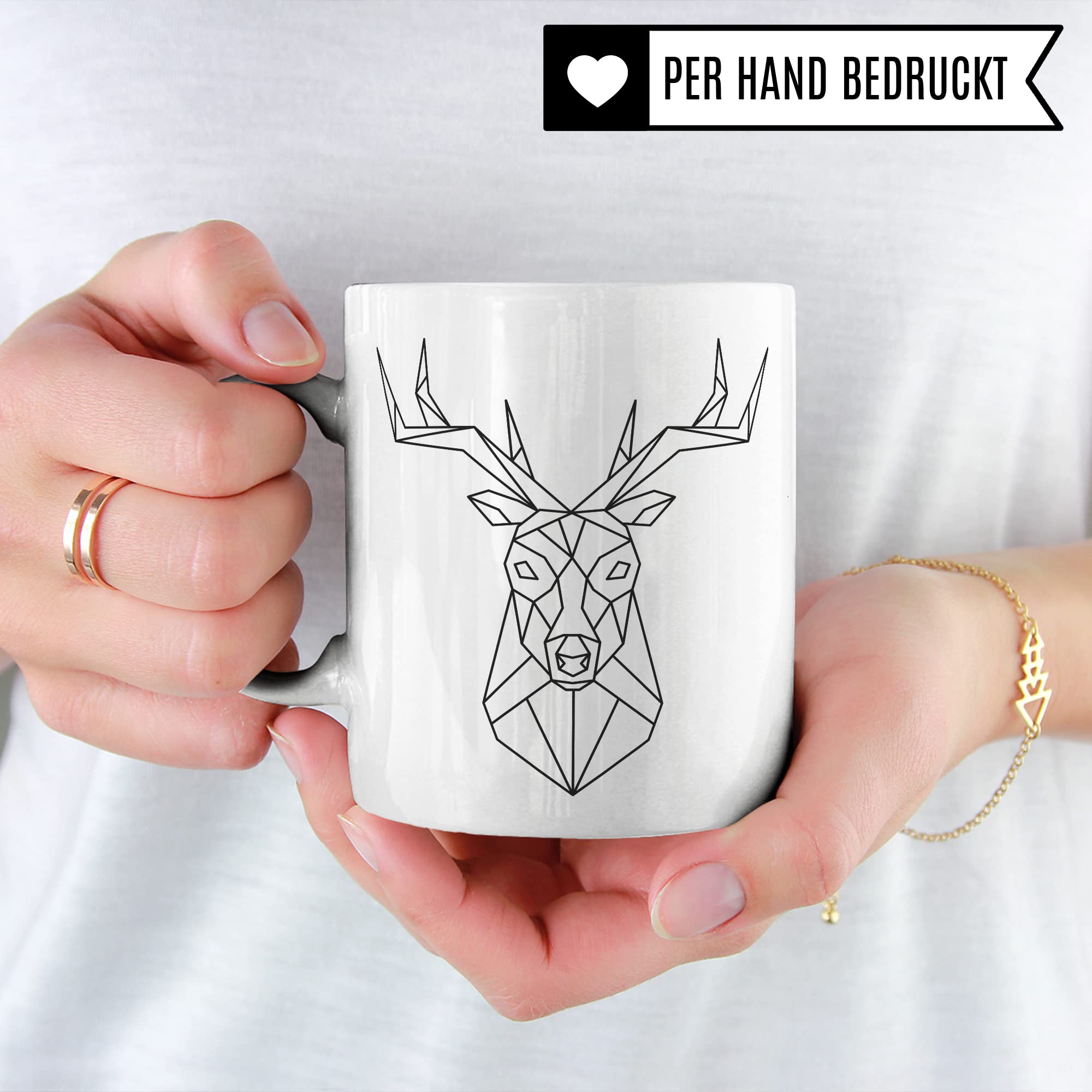 Hirsch-Motiv, hochwertiges Design Tasse Geschenk Hirsch-fans, Fuchs-Tasse Motiv, Geschenk Kollegen, Fuchs Büro-Tasse Wald-Motiv Jäger Jagd Hisrchliebhaber Naturliebhaber