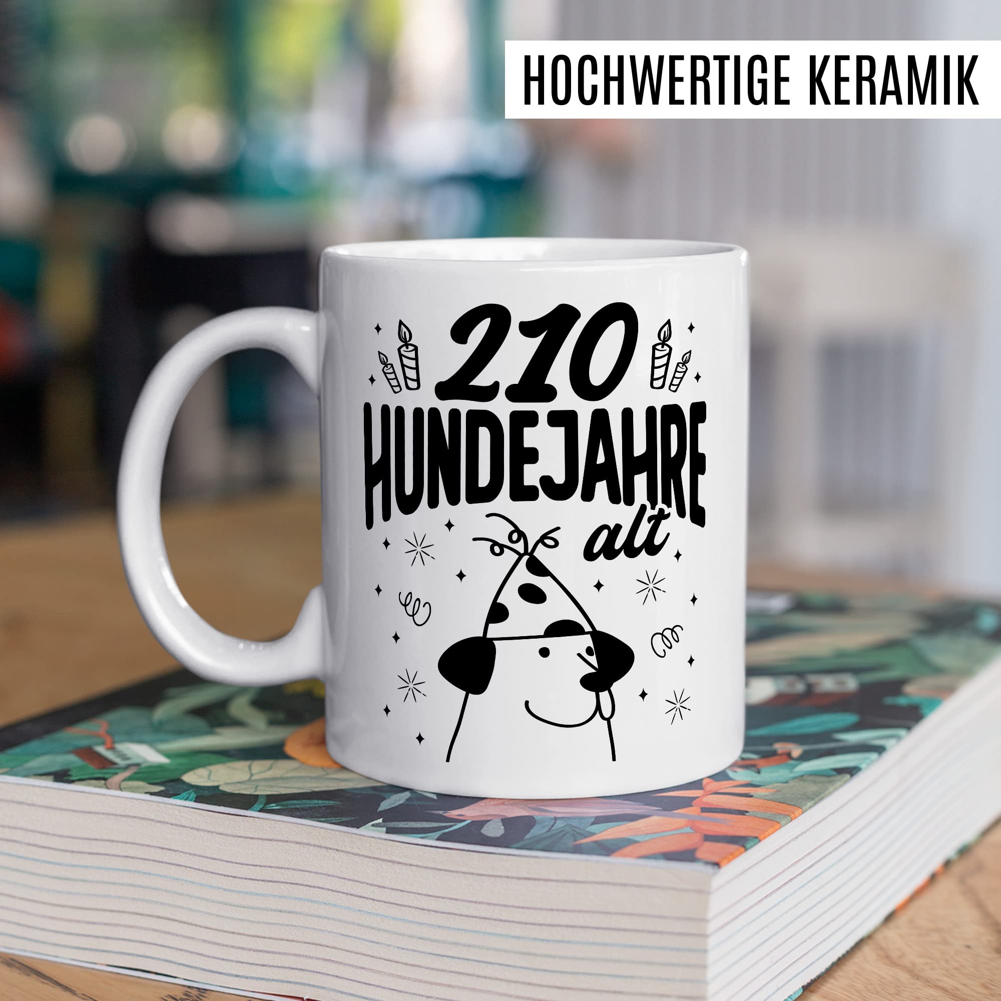 Tasse 50. Geburtstag, 350 Hundejahre alt Geschenk Geschenkidee Kaffeetasse mit Spruch lustig Kaffee-Becher Hundebesitzer Hundehalter Hundejahre Herrchen Frauchen Teetasse Witztasse