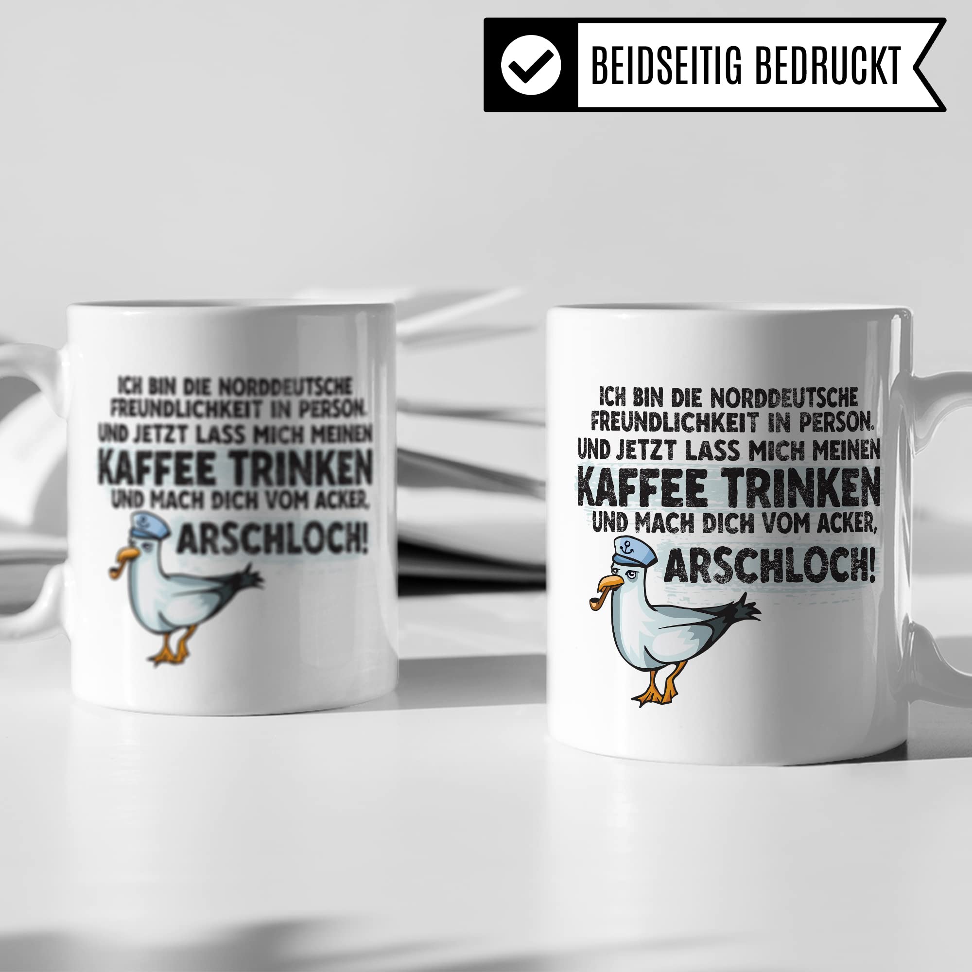 Moin Tasse Kaffee-Tasse Geschenkidee für Norddeutsche Norddeutschland Meer Nordsee Ostsee Kaffeebecher