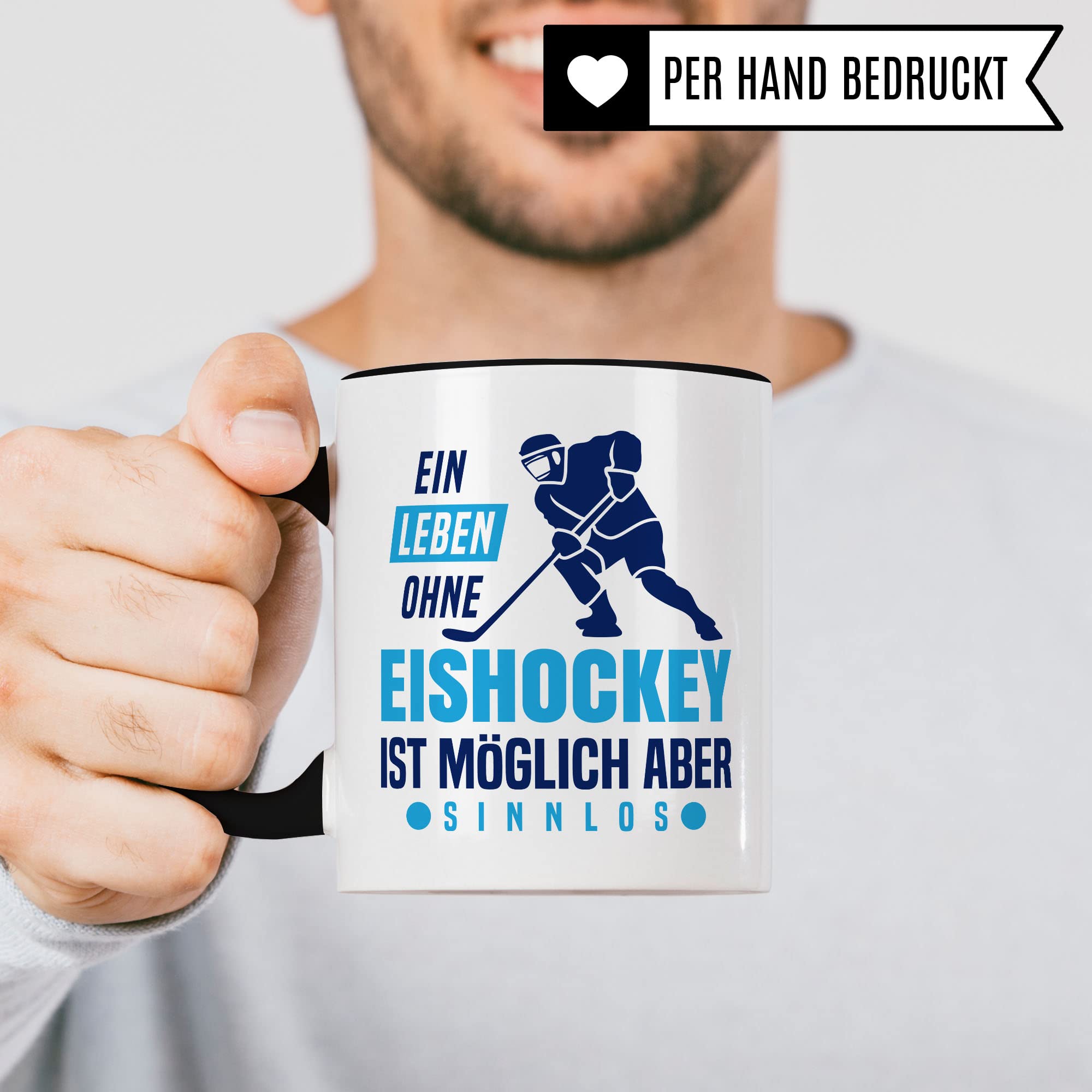 Eishockeyspieler Tasse Geschenkidee Eishockey Kaffeetasse Humor Witz Geschenk für Eishockeyfan Kaffeebecher Hockey Becher