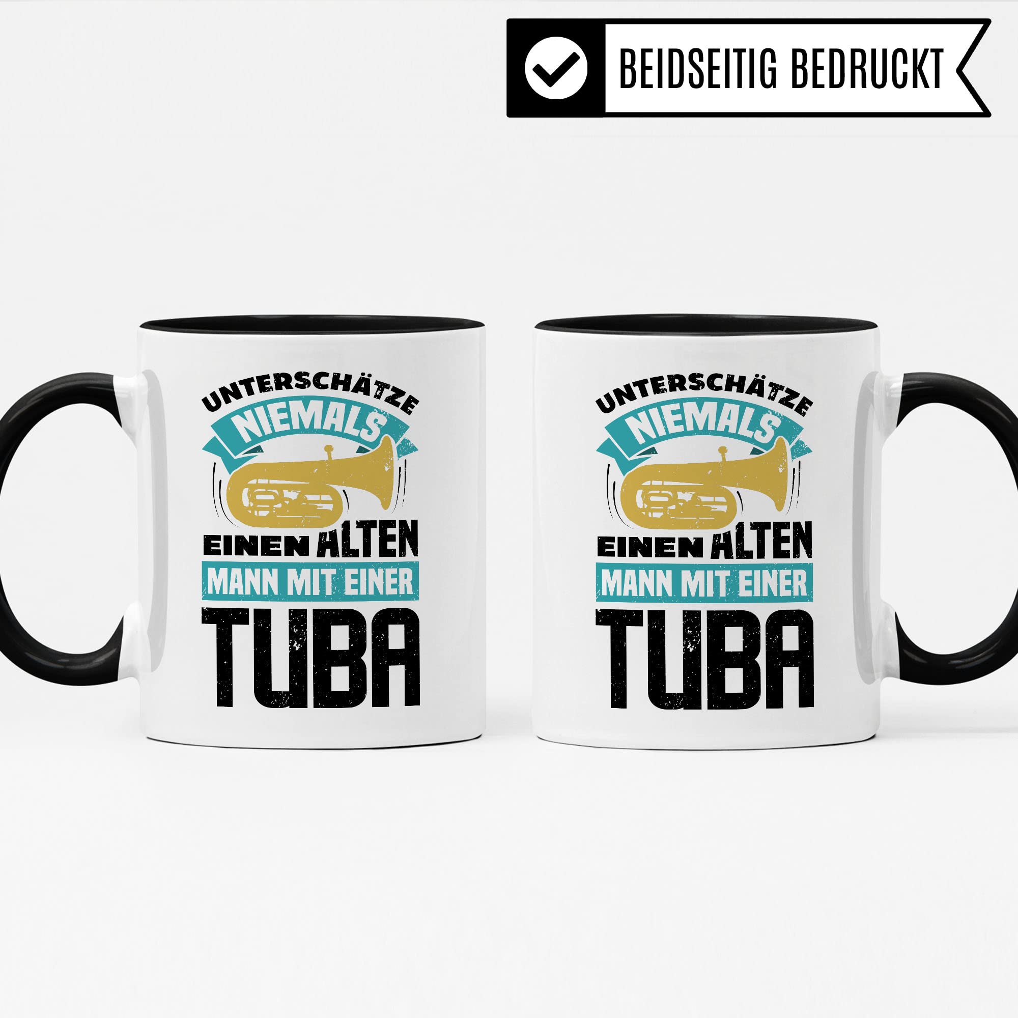 Tuba Tasse Geschenkidee Alter Mann Kaffeetasse Humor Witz Geschenk für Tubaspieler Kaffeebecher Bigband Becher