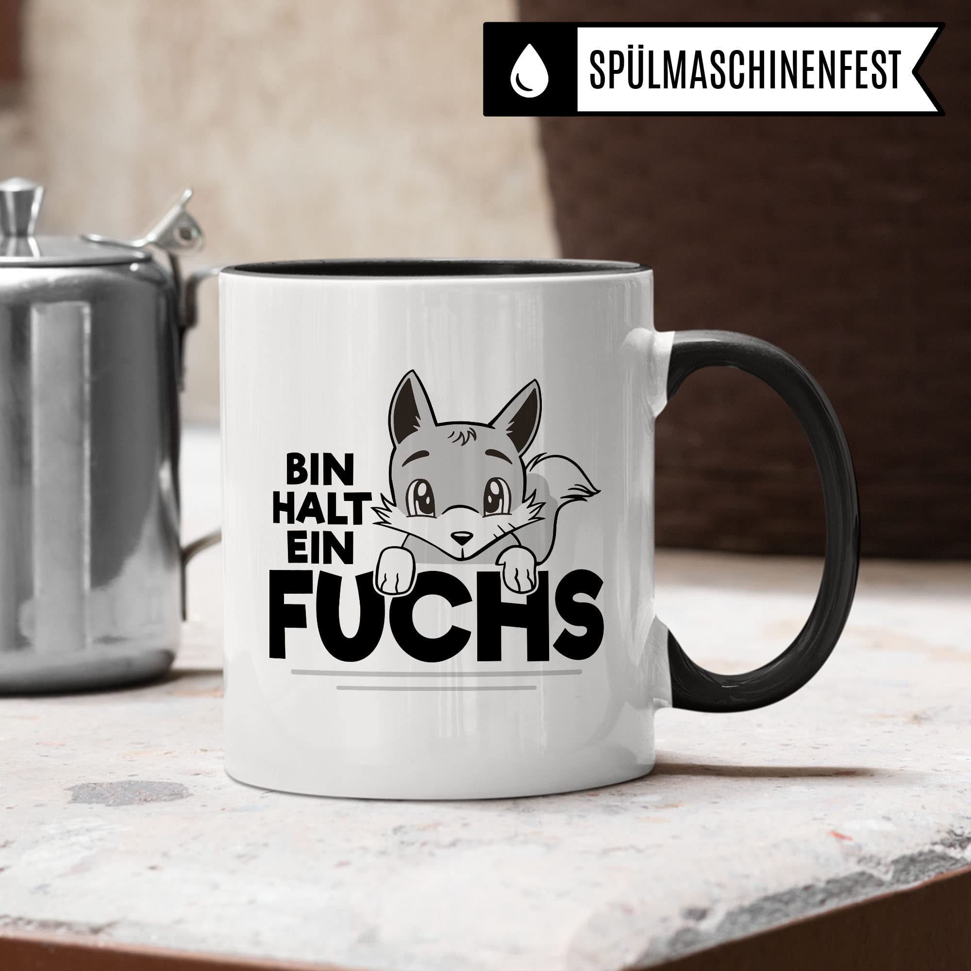 Fuchs Tasse, Bin halt ein Fuchs Spruch, Geschenk Schlaufuchs Besserwissen Schlaumeier, Fuchs-Motiv, Geschenk Kollegen Freund Freundin lustiger Fuchs Büro-Tasse