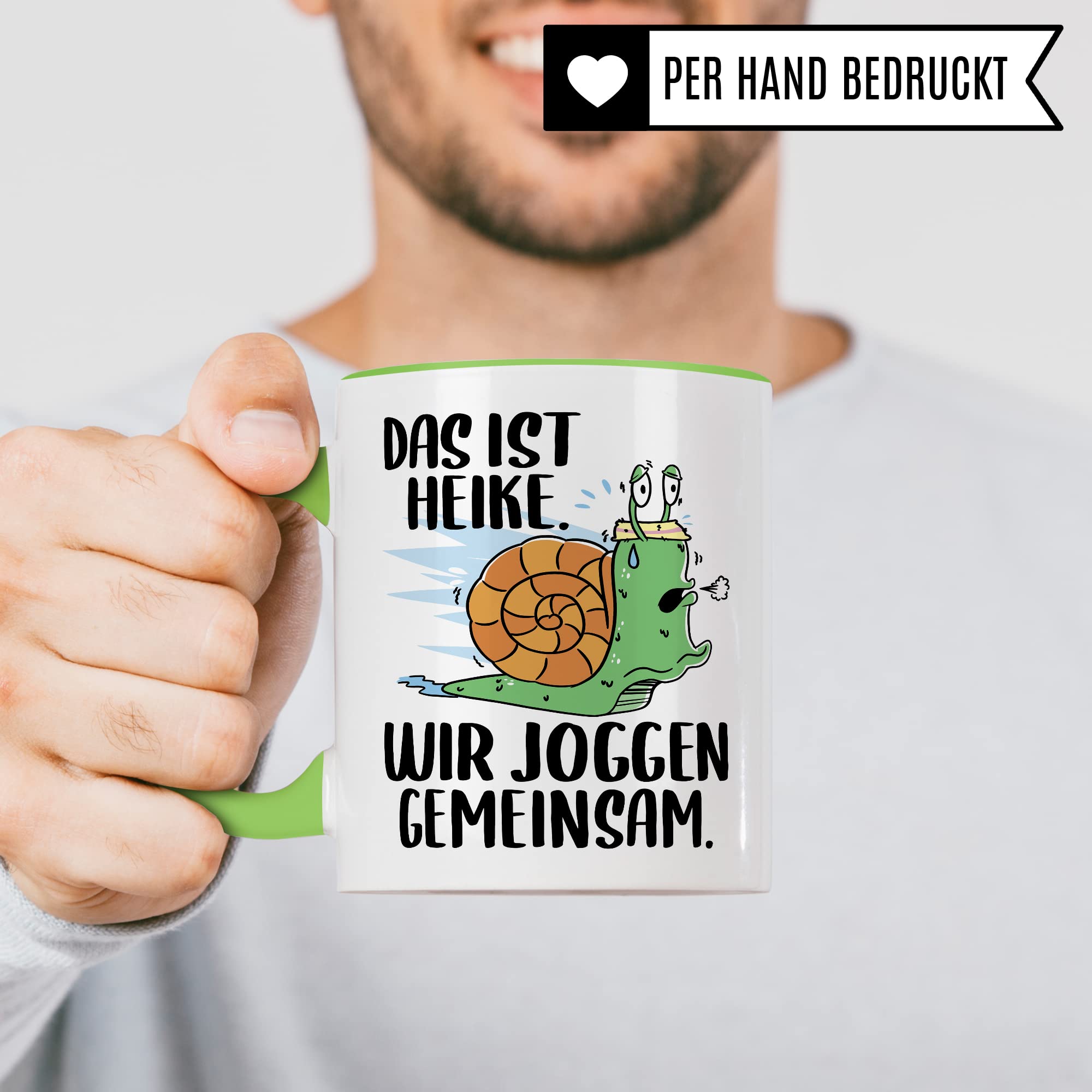 lustige Tasse Humorvolle Kaffeetasse mit Spruch Kaffee-Becher Witz Schnecke Joggen Spruch Geschenk-Idee Das ist Heike