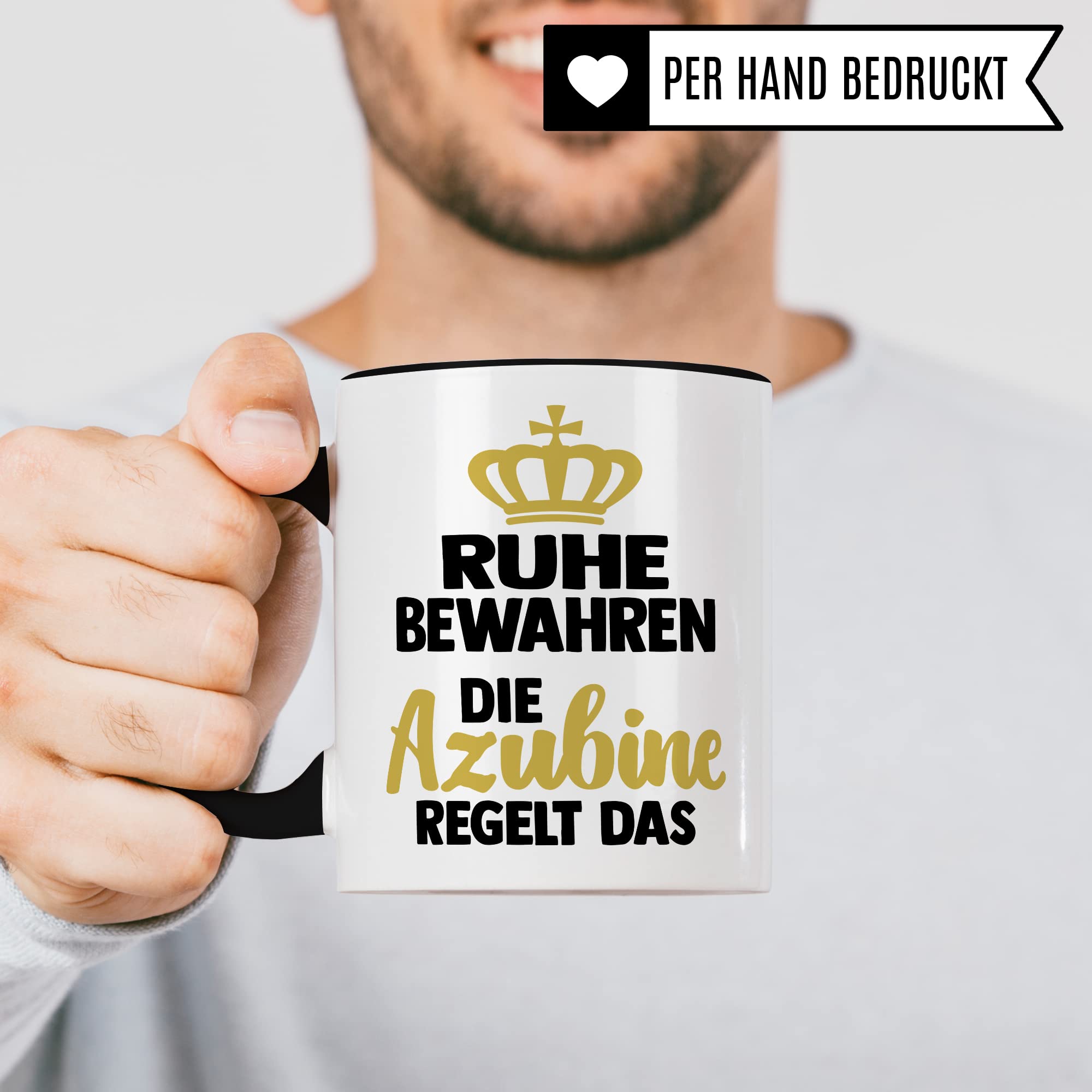 Azubine Tasse Geschenk, Ruhe bewahren die Azubine regelt das Kaffetasse mit Spruch lustig Geschenkidee Auszubildende Kaffee-Becher Humor Teetasse Ausbildung Lehrling