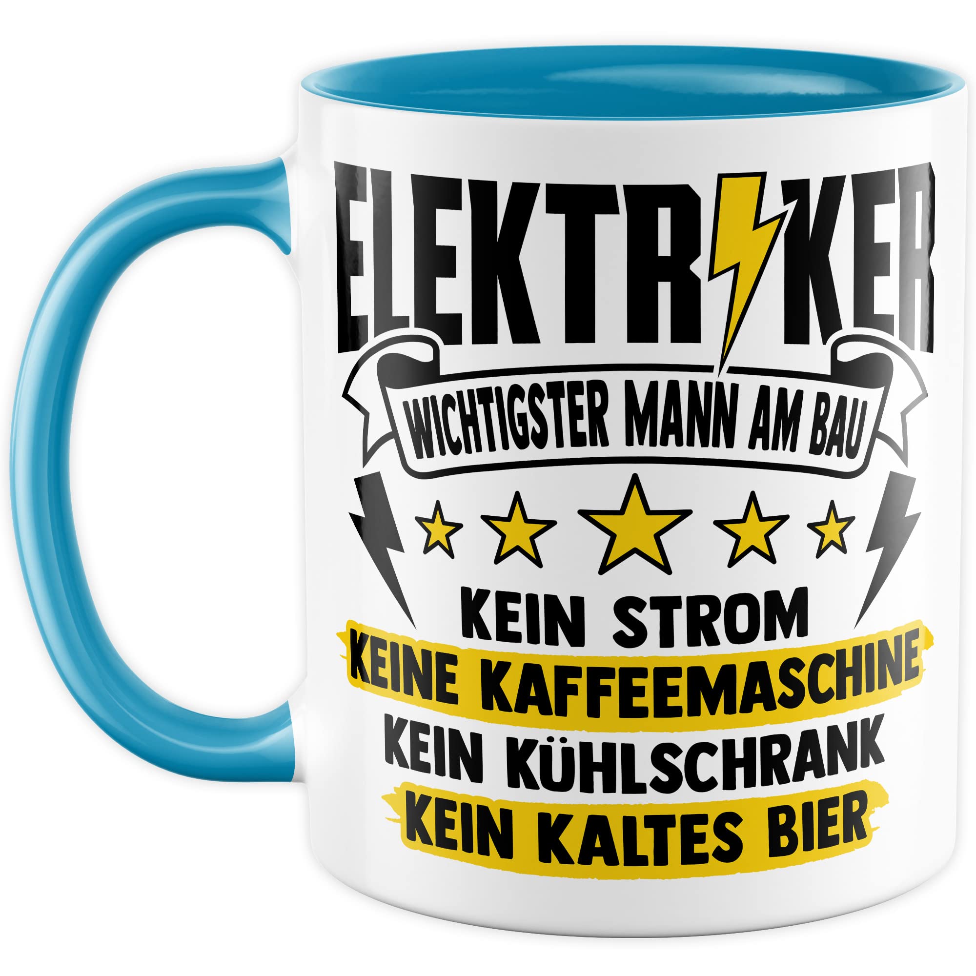 Installateur Tasse Elektriker Wichtigster Mann am Bau Witz Geschenkidee Elektronik Kaffeetasse Geschenk für Elektrotechniker Kaffeebecher Baustellen Becher