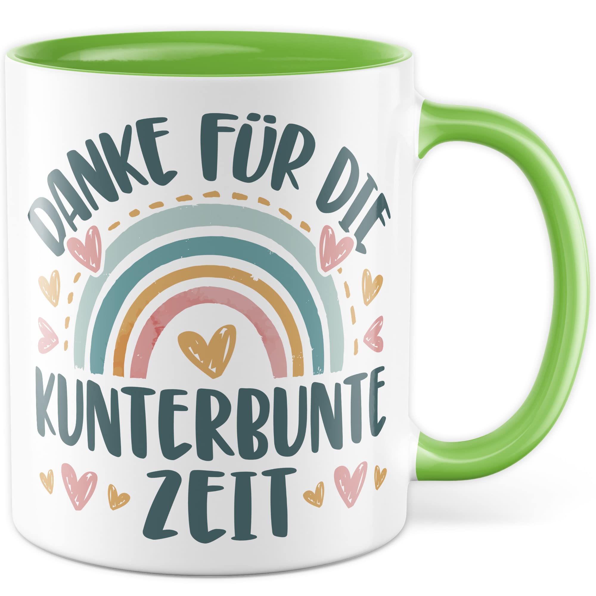 Tasse Dankeschön Erzieher, Danke für die kunterbunte Zeit Geschenk Geschenkidee Kaffeetasse mit Spruch Kaffee-Becher Lieblings-Mensch bedanken Dankesehr Dankbarkeit Erzieherin