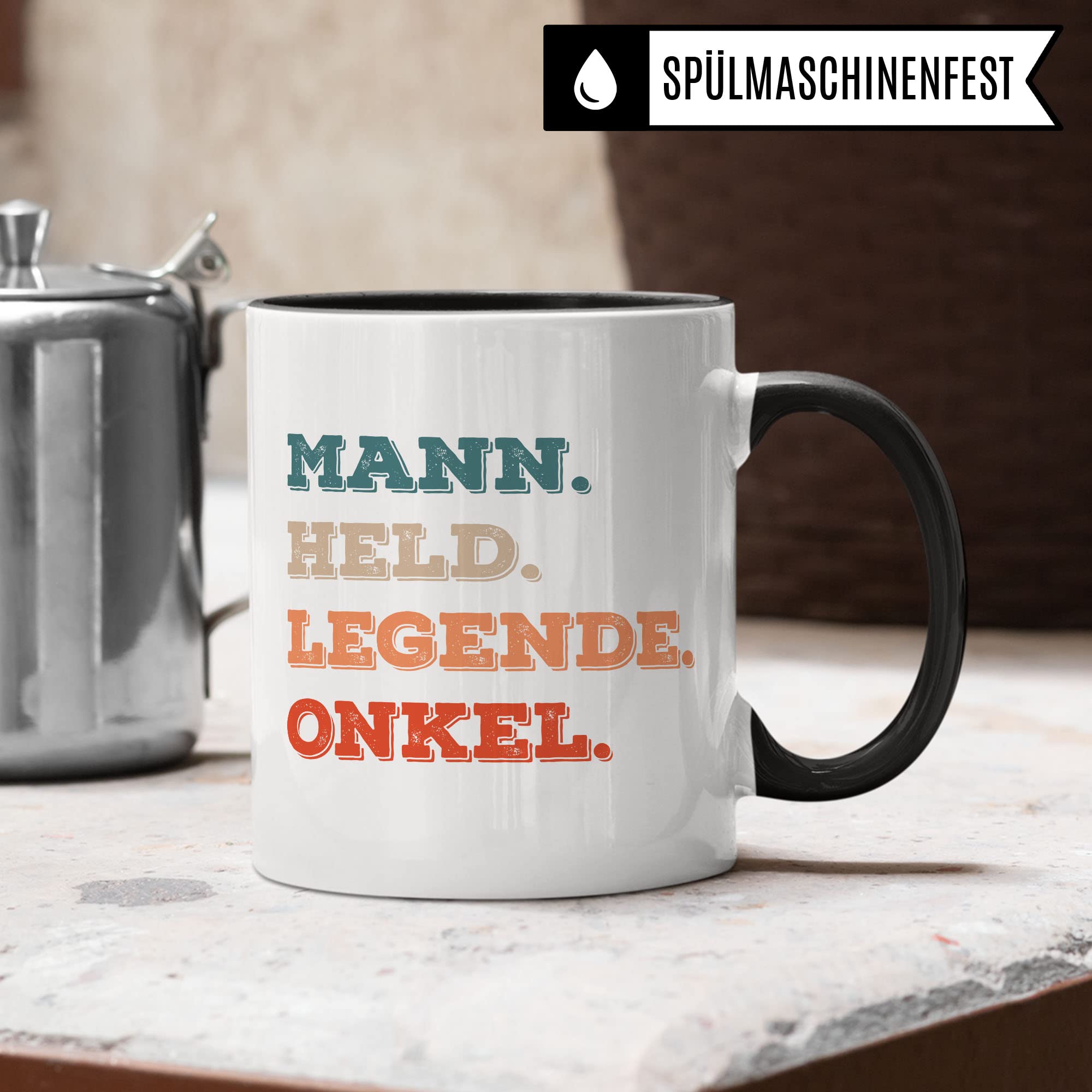 Onkel Tasse Geschenkidee Mann Kaffeetasse Humor Witz Geschenk für Patenonkel Kaffeebecher Held Familien Becher