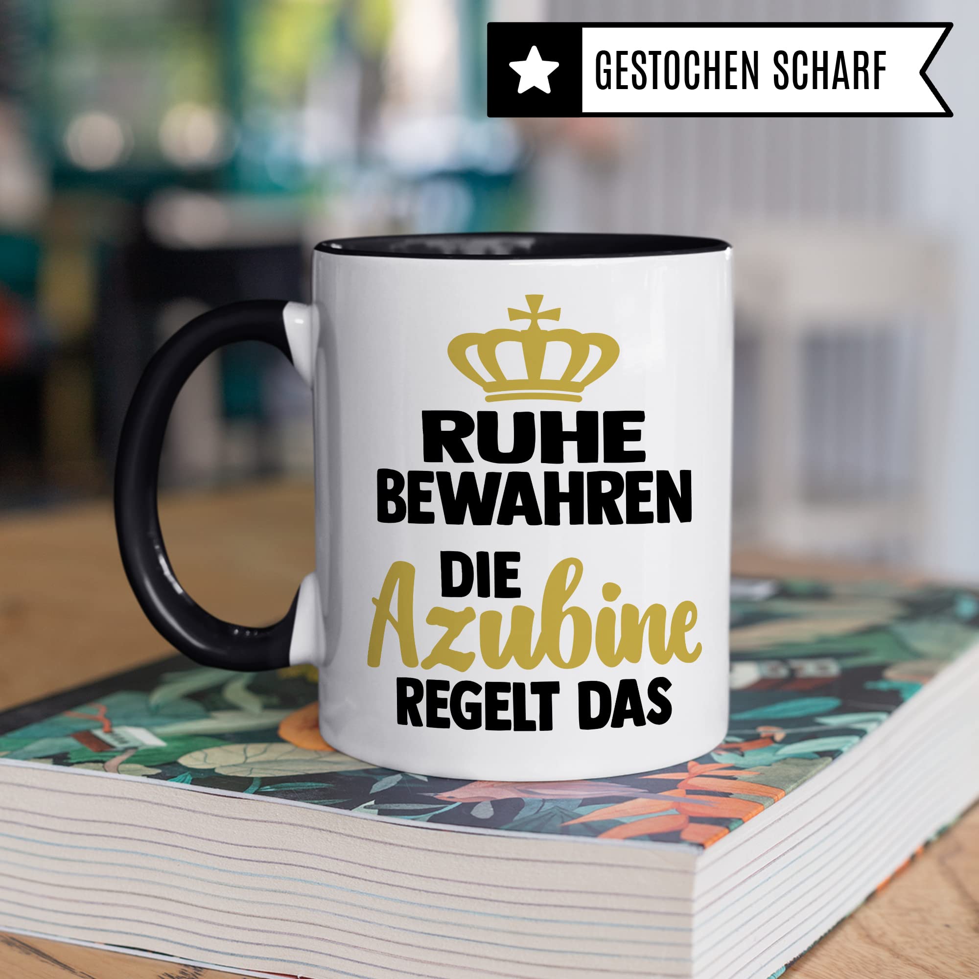 Azubine Tasse Geschenk, Ruhe bewahren die Azubine regelt das Kaffetasse mit Spruch lustig Geschenkidee Auszubildende Kaffee-Becher Humor Teetasse Ausbildung Lehrling