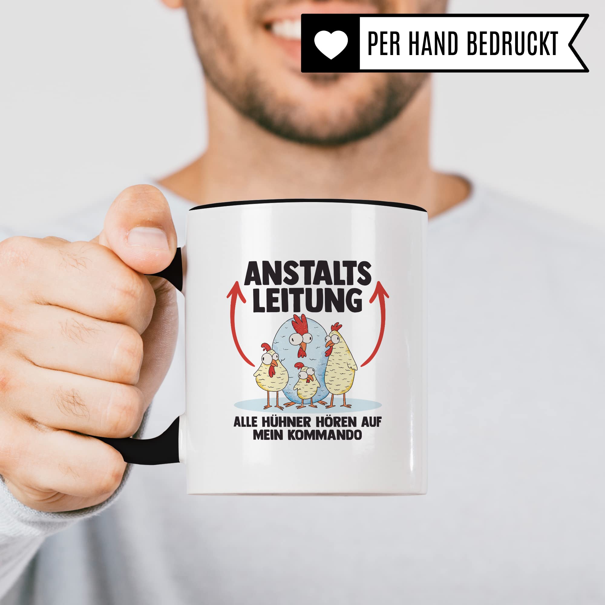 Hühner Tasse Huhn Kaffeetasse Anstaltsleitung Kaffee-Becher Hühnerhalter Geschenk Hühnerbesitzer Geschenkidee Lustig Humor Spruch