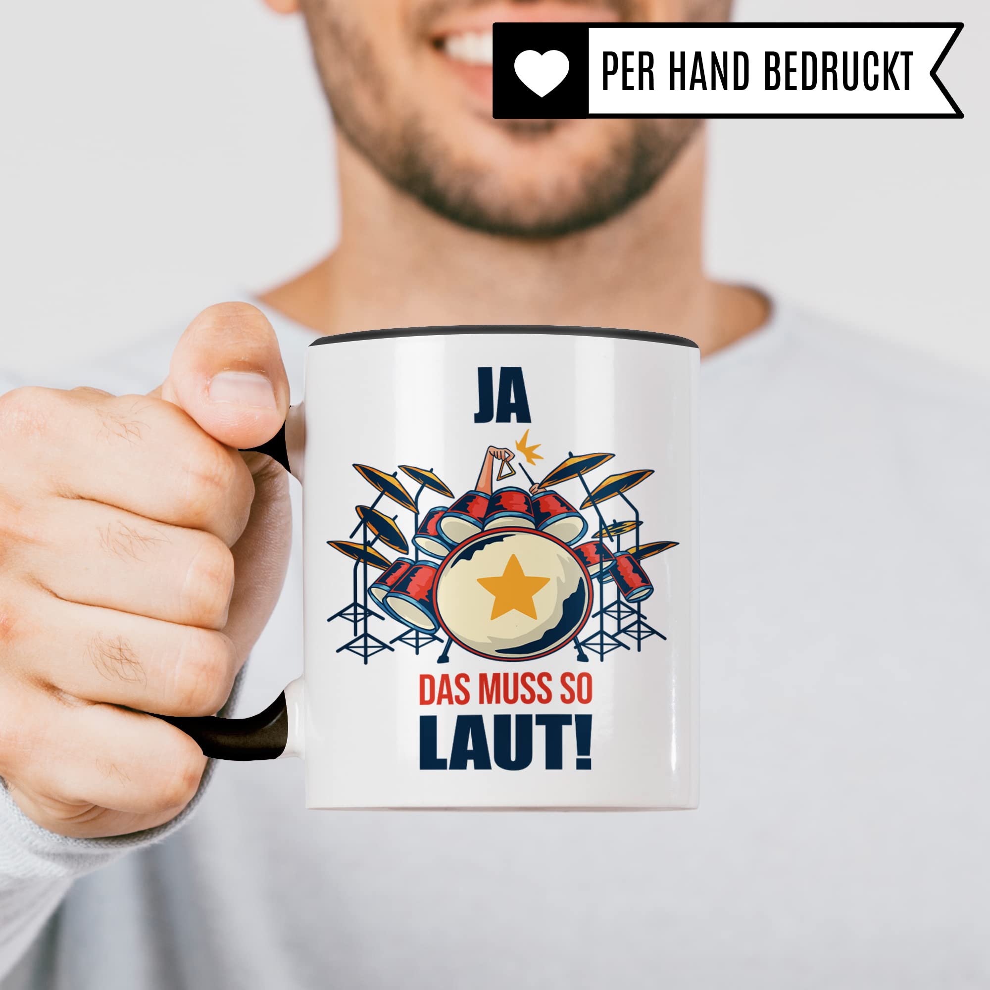 Schlagzeug Tasse - Musik Geschenk für Schlagzeuger Schlagzeugerin - Kaffeetasse Musiker Drummer - Instrument Geschenkideen Becher Drumset Drums Spruch Kaffeebecher