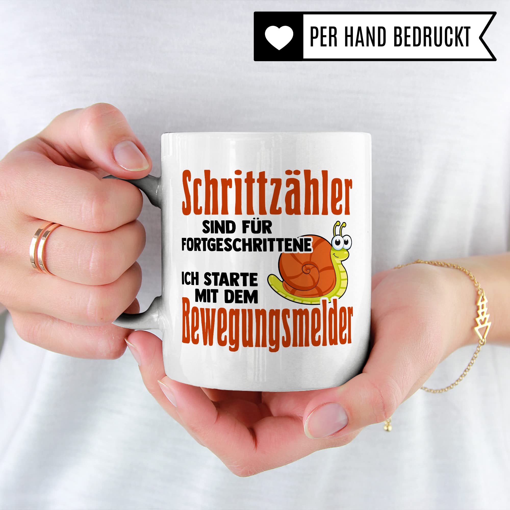 lustige Tasse mit Spruch, Geschenk für Bewegungsmuffel Faulenzer Faulpelz Tiere Humor Sarkasmus Kaffeetasse, Schrittzähler Bewegungsmelder Tasse Büro