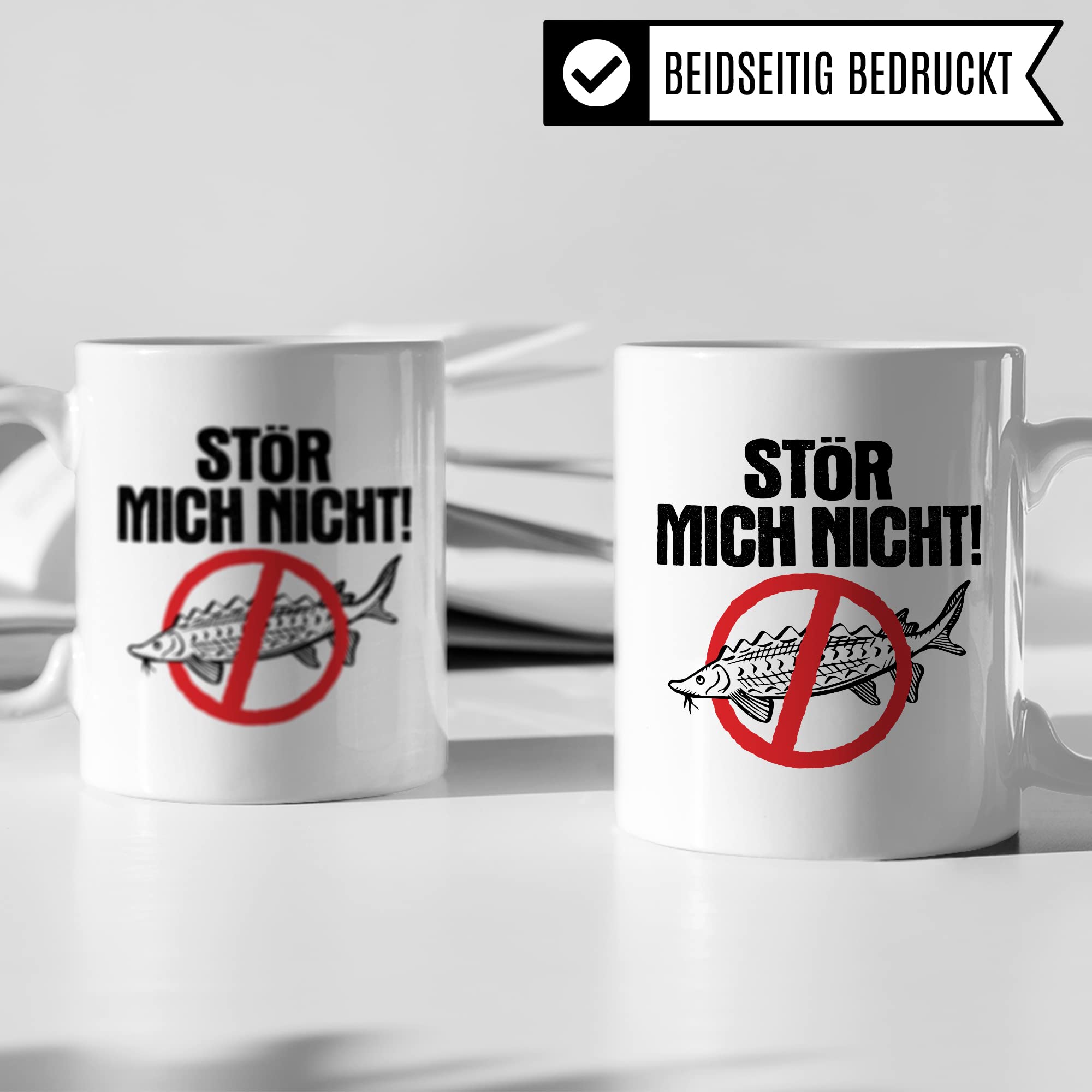 Tasse Angler Geschenk, Stör mich nicht! Geschenkidee Fischer Fisch-Liebhaber Kaffeetasse mit Spruch lustig Kaffee-Becher Wortwitz Fischart Stör Teetasse