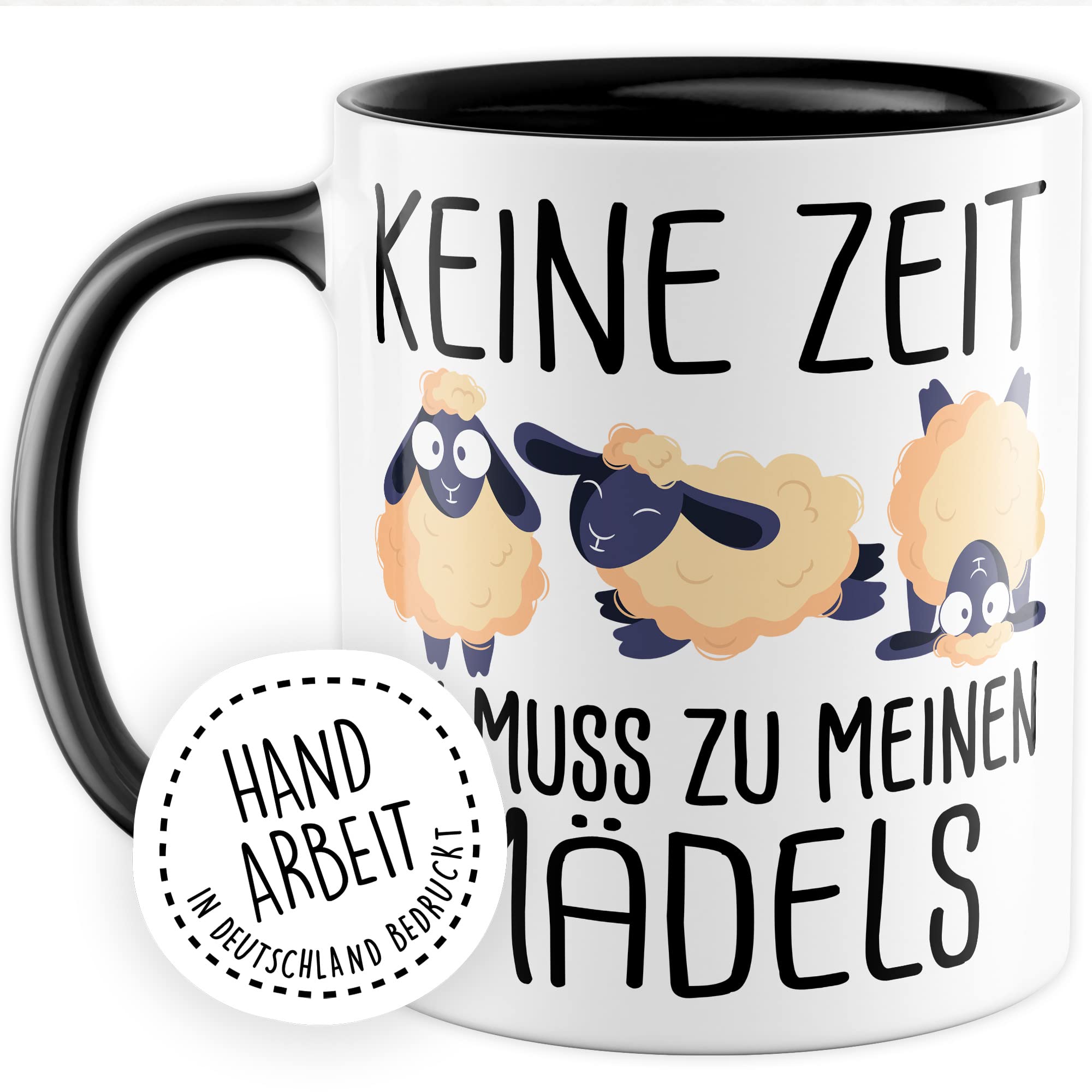 Mädels Tasse Schaf lustige Schafe Kaffeetasse Geschenk Kaffee-Becher Schäfchen süß Geschenkidee Mädchen Kollegin Humor Tante Freundin Wolle Cartoon Schaf Aufdruck witzig Bäuerin Bauernfrau